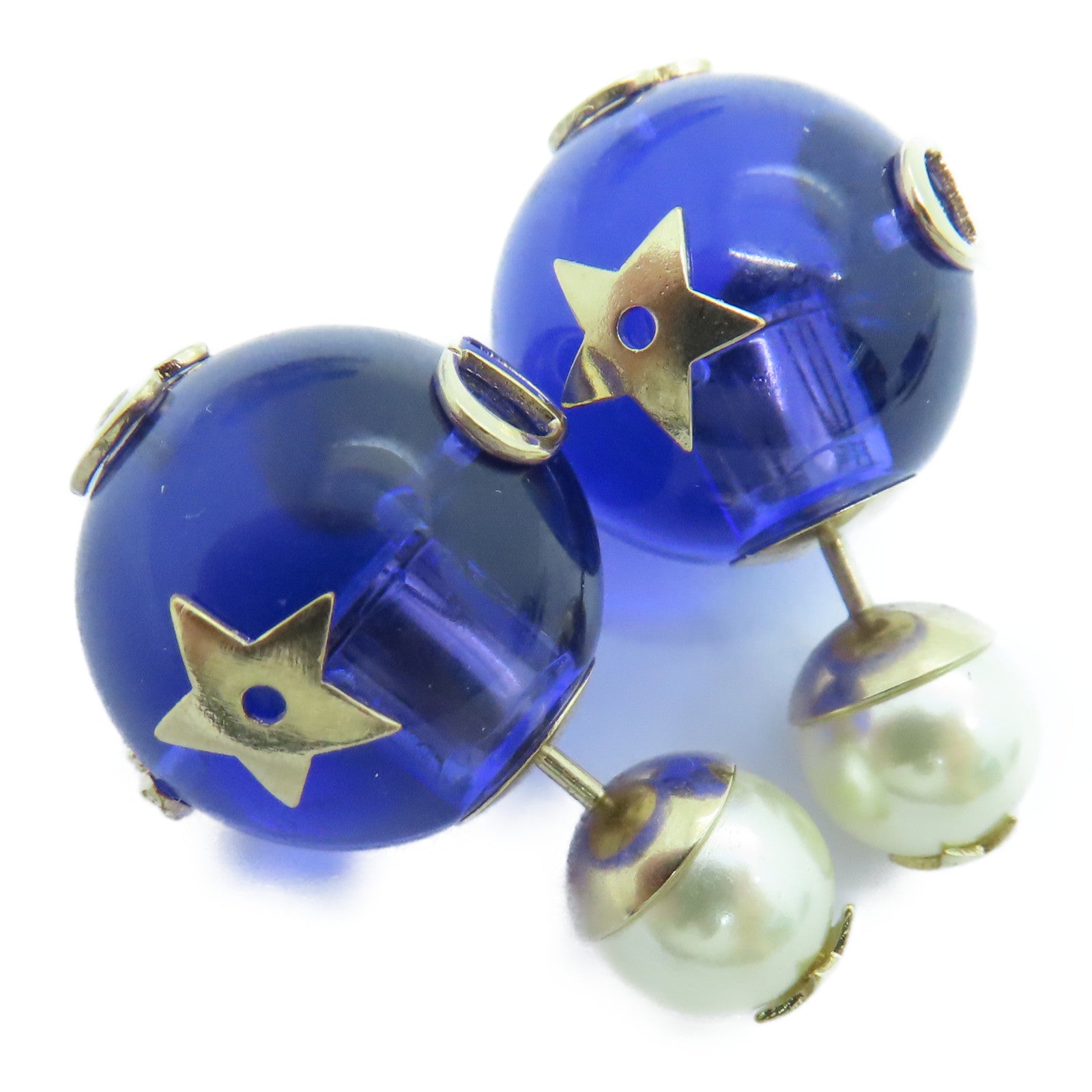 Dior PVC/金属Tribales Earrings耳环金色/蓝色