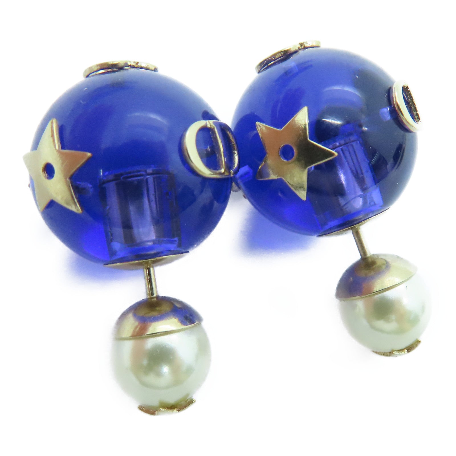 Dior PVC/金属Tribales Earrings耳环金色/蓝色
