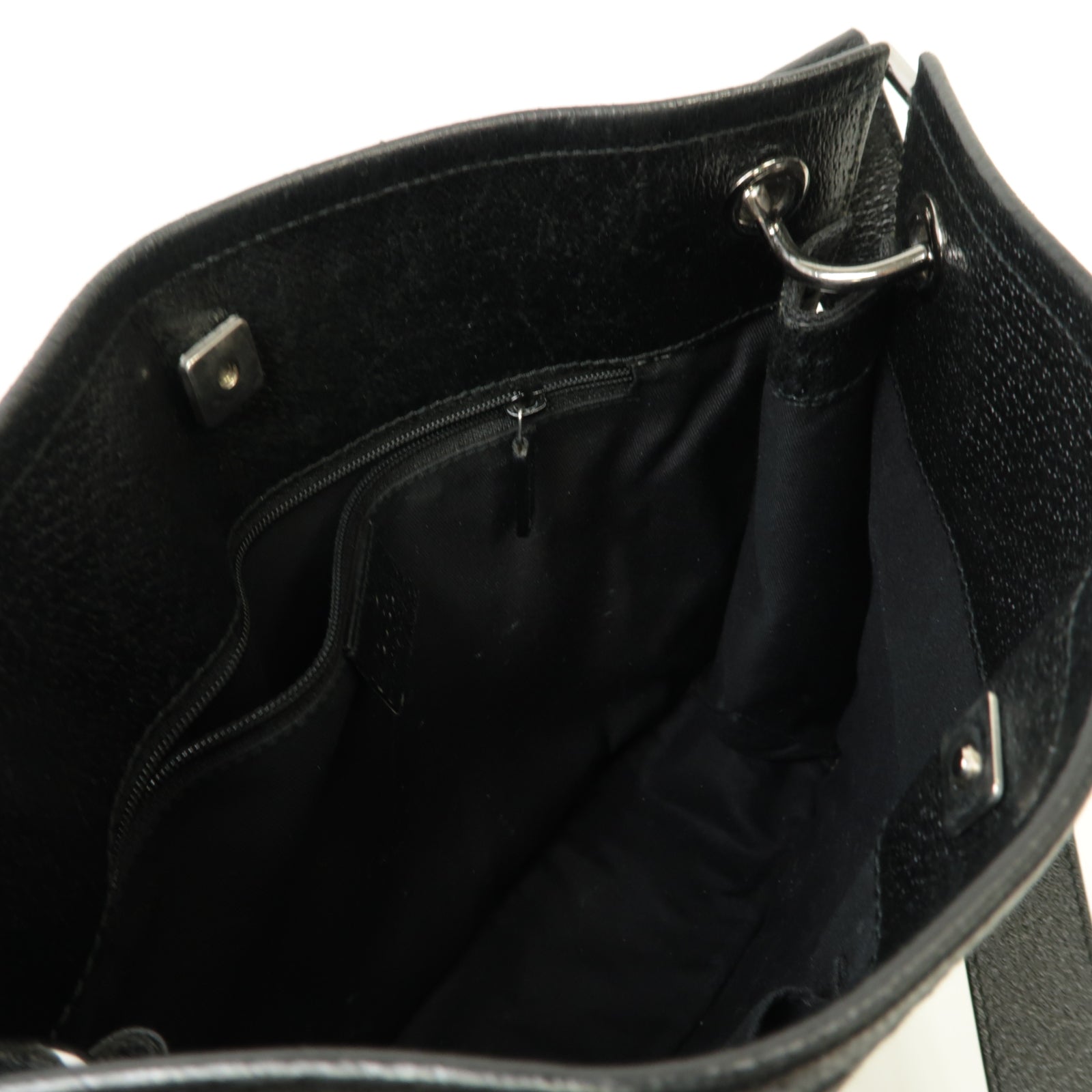 GUCCI 帆布Shoulder Bag銀扣肩背袋黒色