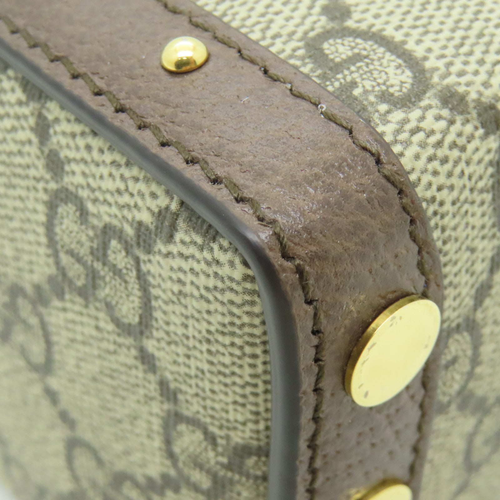 GUCCI 塗層帆布GG MINI BAG金扣肩背袋啡色