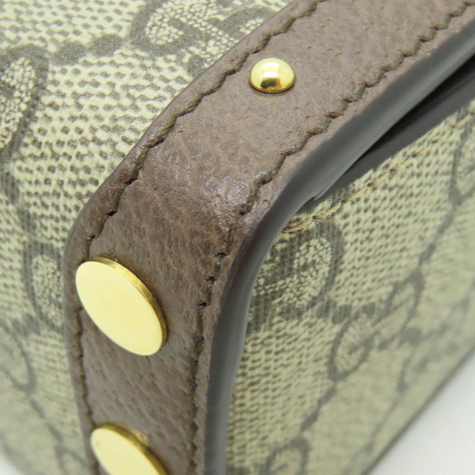 GUCCI 塗層帆布GG MINI BAG金扣肩背袋啡色