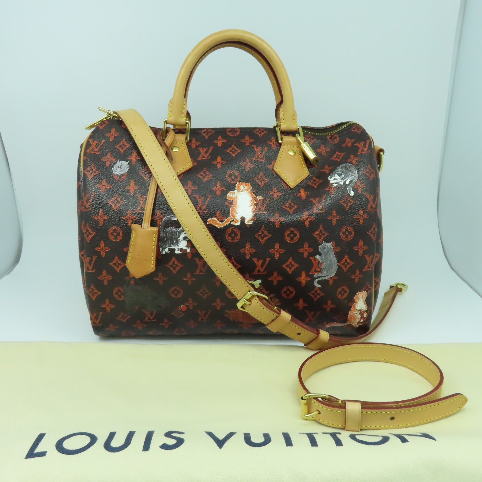LOUIS VUITTON Monogram Grace Coddngton CatogramSpeedy 30 Band金扣手挽肩背兩用袋啡色