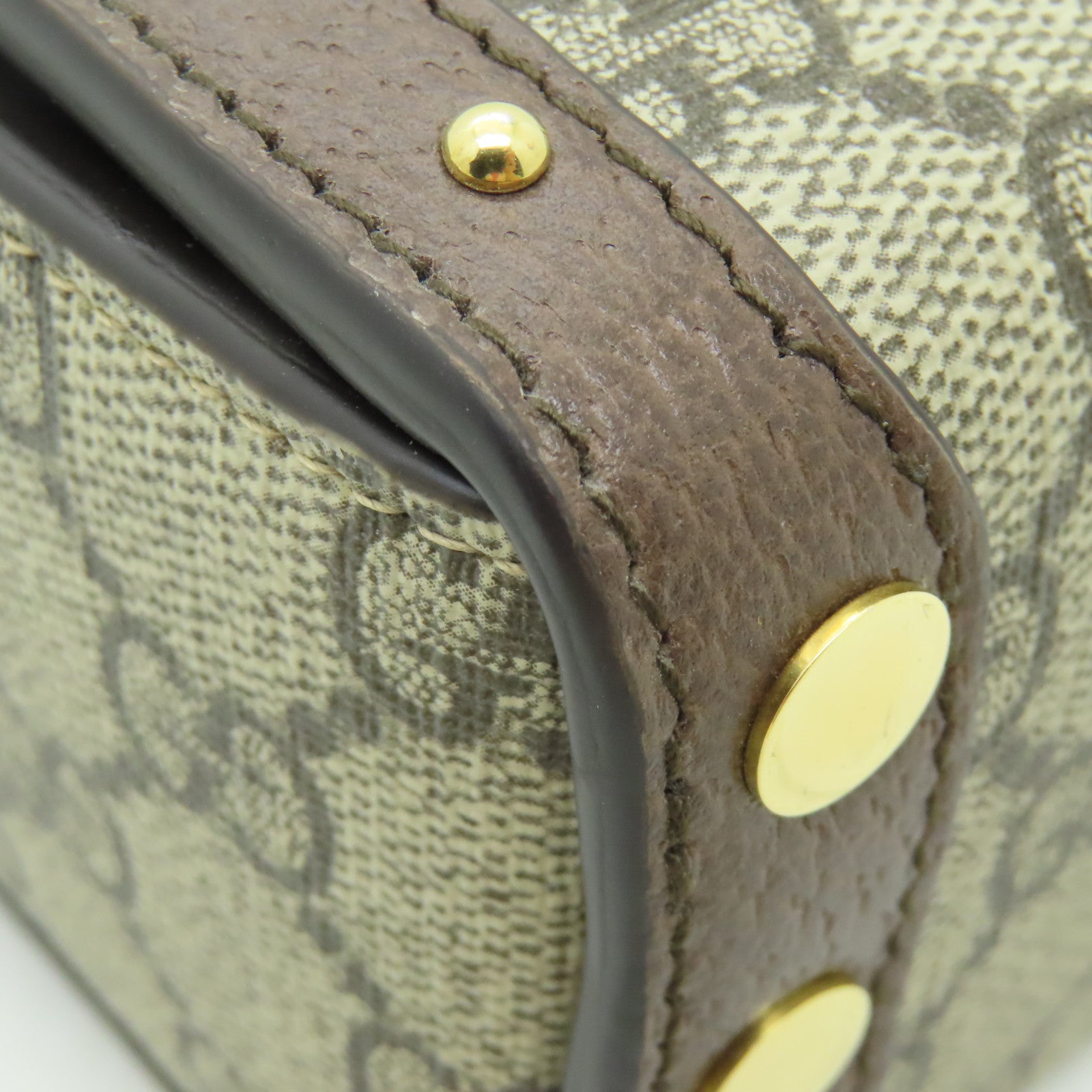 GUCCI 塗層帆布GG MINI BAG金扣肩背袋啡色