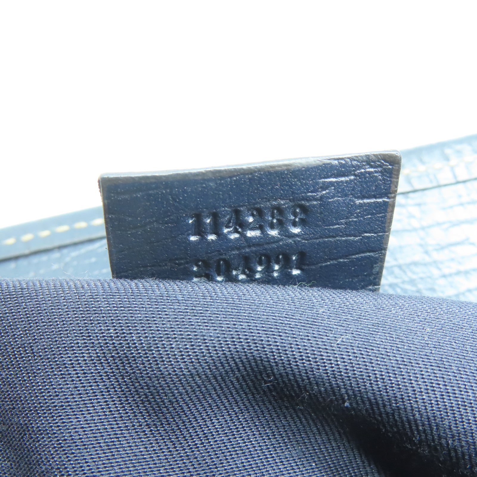 GUCCI 塗層帆布Tote Bag銀扣肩背袋灰色/藍色