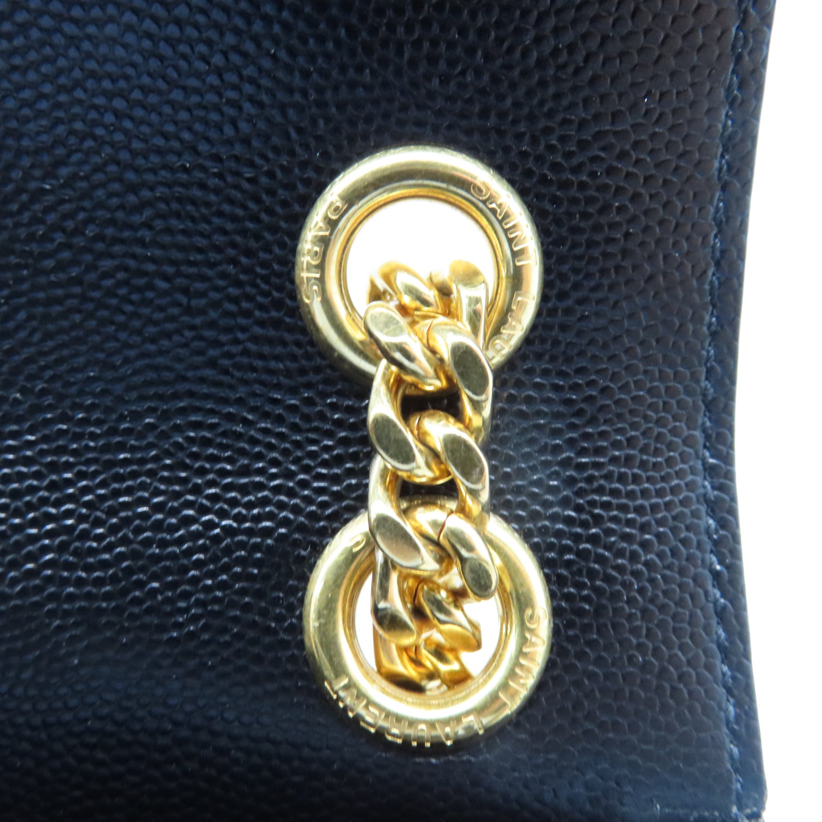 YVES SAINT LAURENT 斜紋牛皮皮革Envelope Medium Bag金扣鏈帶肩背袋黑色