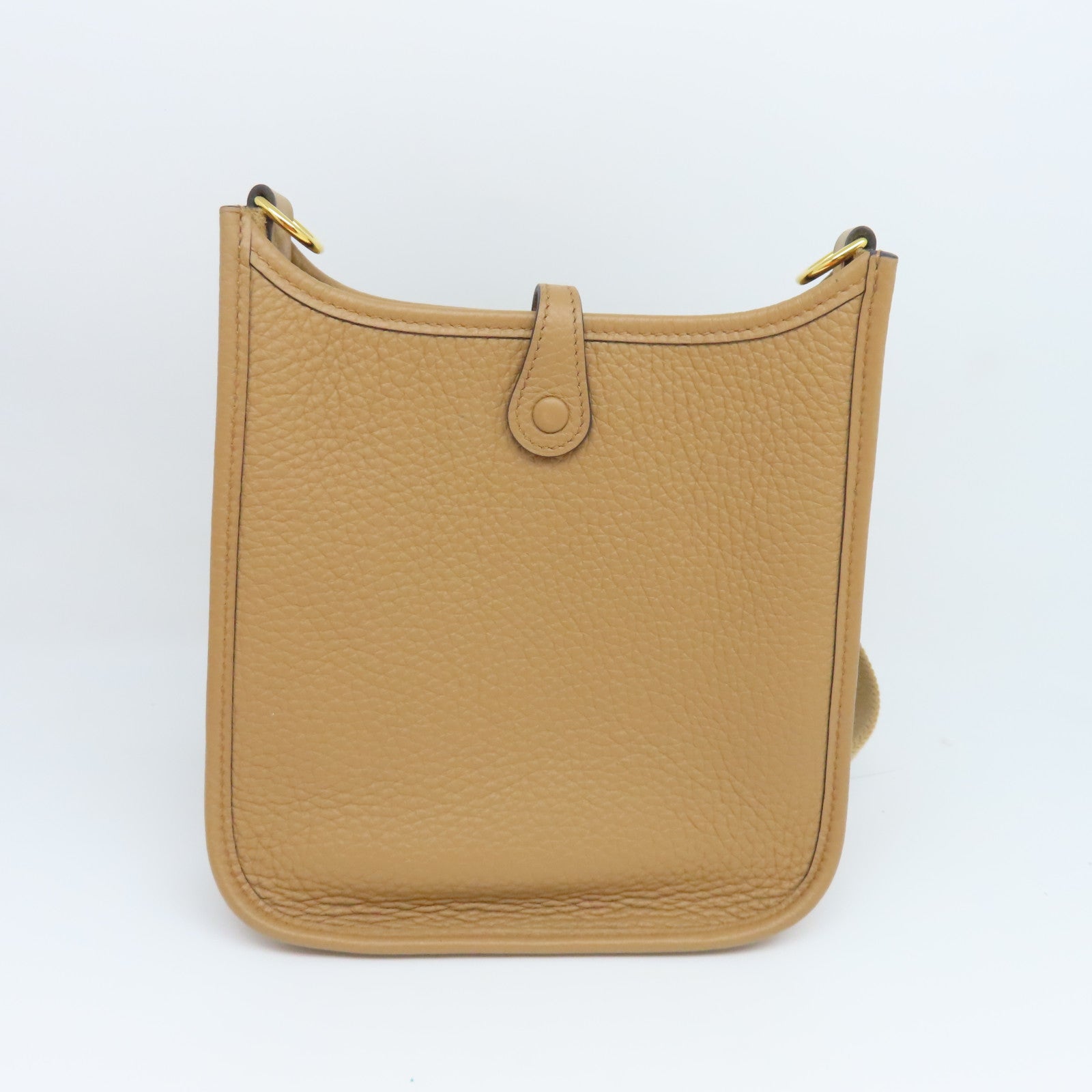HERMES Clemence Leather Evelyne TPM Gold Buckle Shoulder Bag Brown
