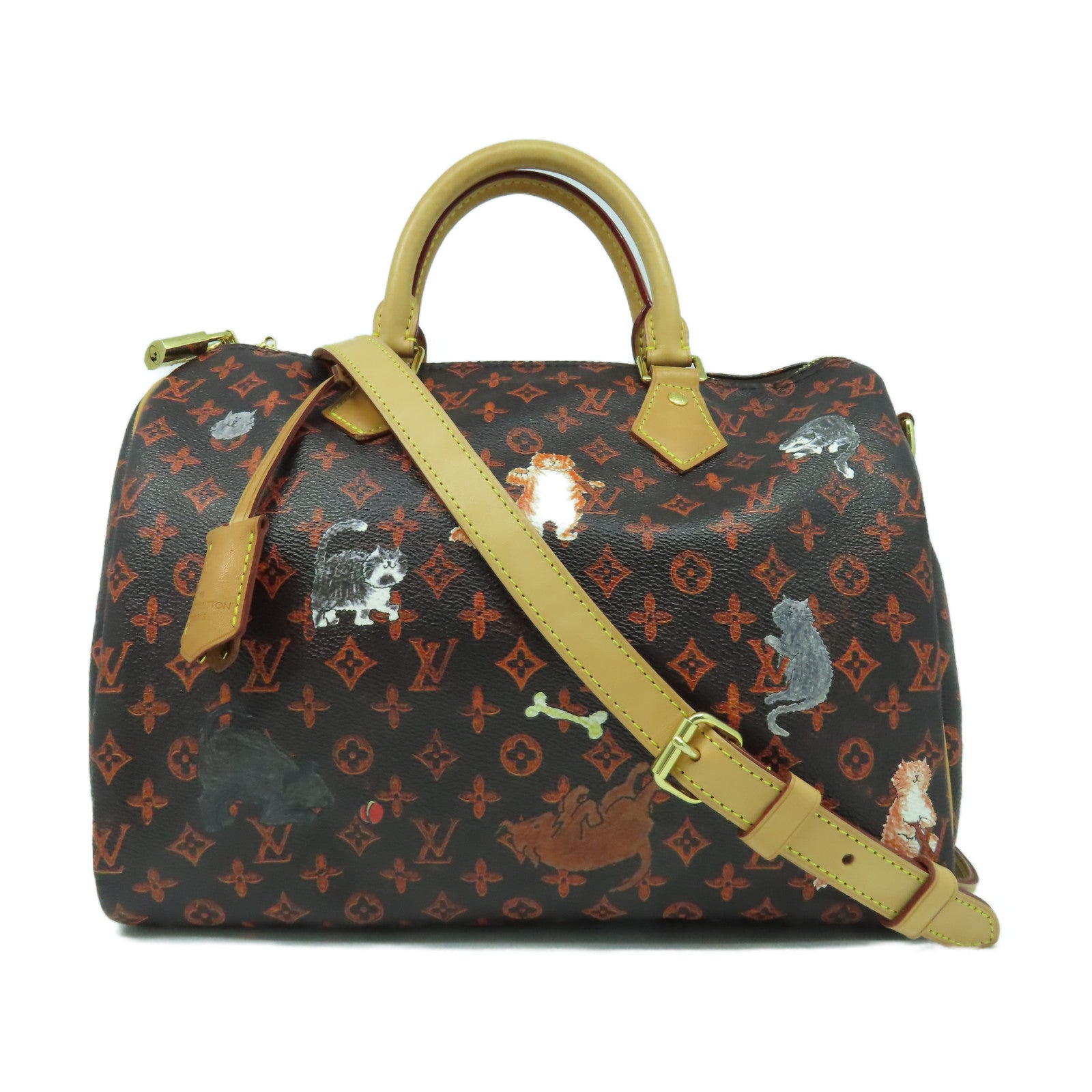 LOUIS VUITTON Monogram Grace Coddngton CatogramSpeedy 30 Band金扣手挽肩背兩用袋啡色