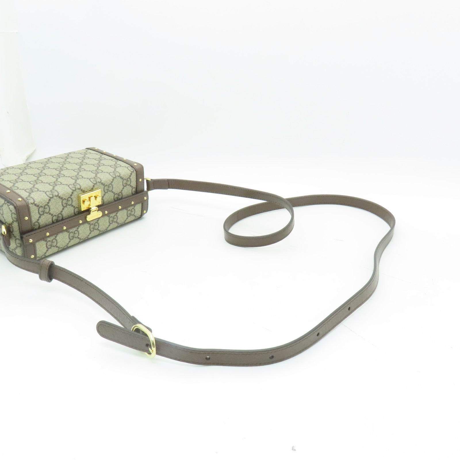GUCCI 塗層帆布GG MINI BAG金扣肩背袋啡色