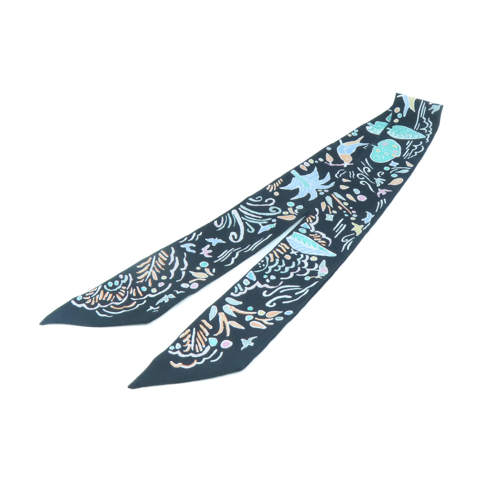 HERMES 【激減優惠】絲質Twilly絲巾黑色