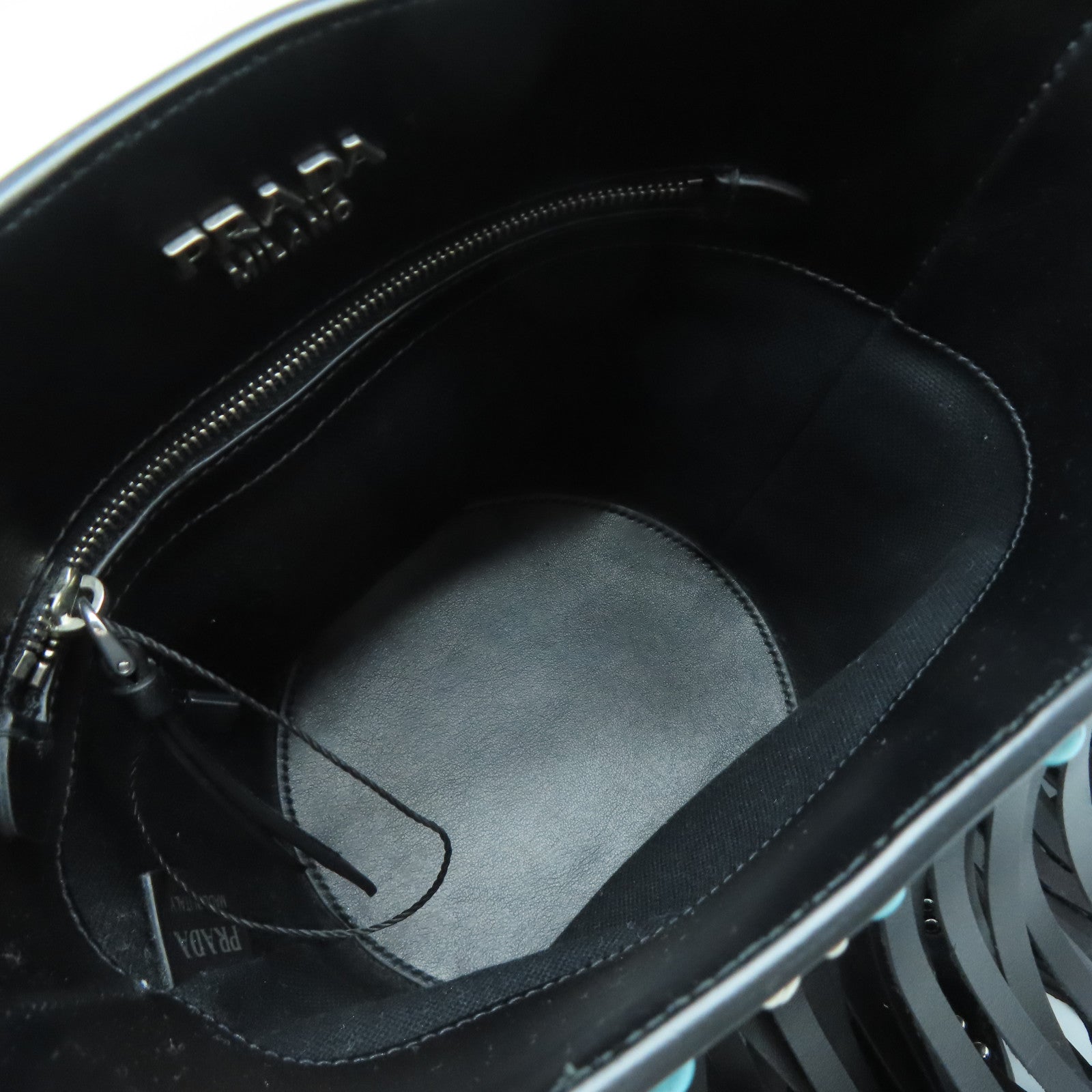 PRADA 牛皮皮革2 Way Shoulder Bag銀扣手挽肩背兩用袋黑色