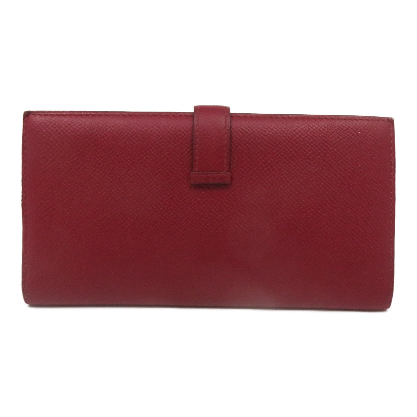 HERMES [Sharp Discount] Epsom Leather Bearn Long Wallet Gold Buckle Long Wallet Red/Rouge Grenade