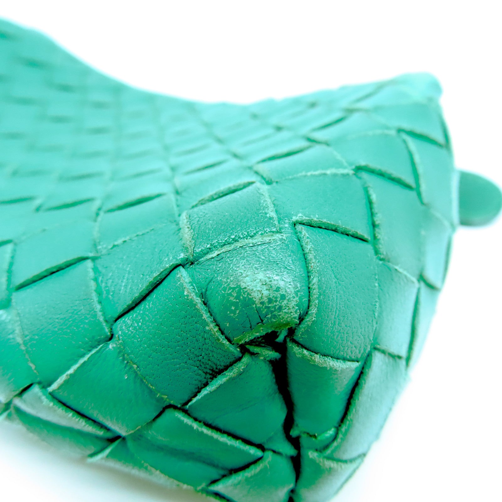 BOTTEGA VENETA Sheepskin Leather Pouch Silver Buckle Bag Green