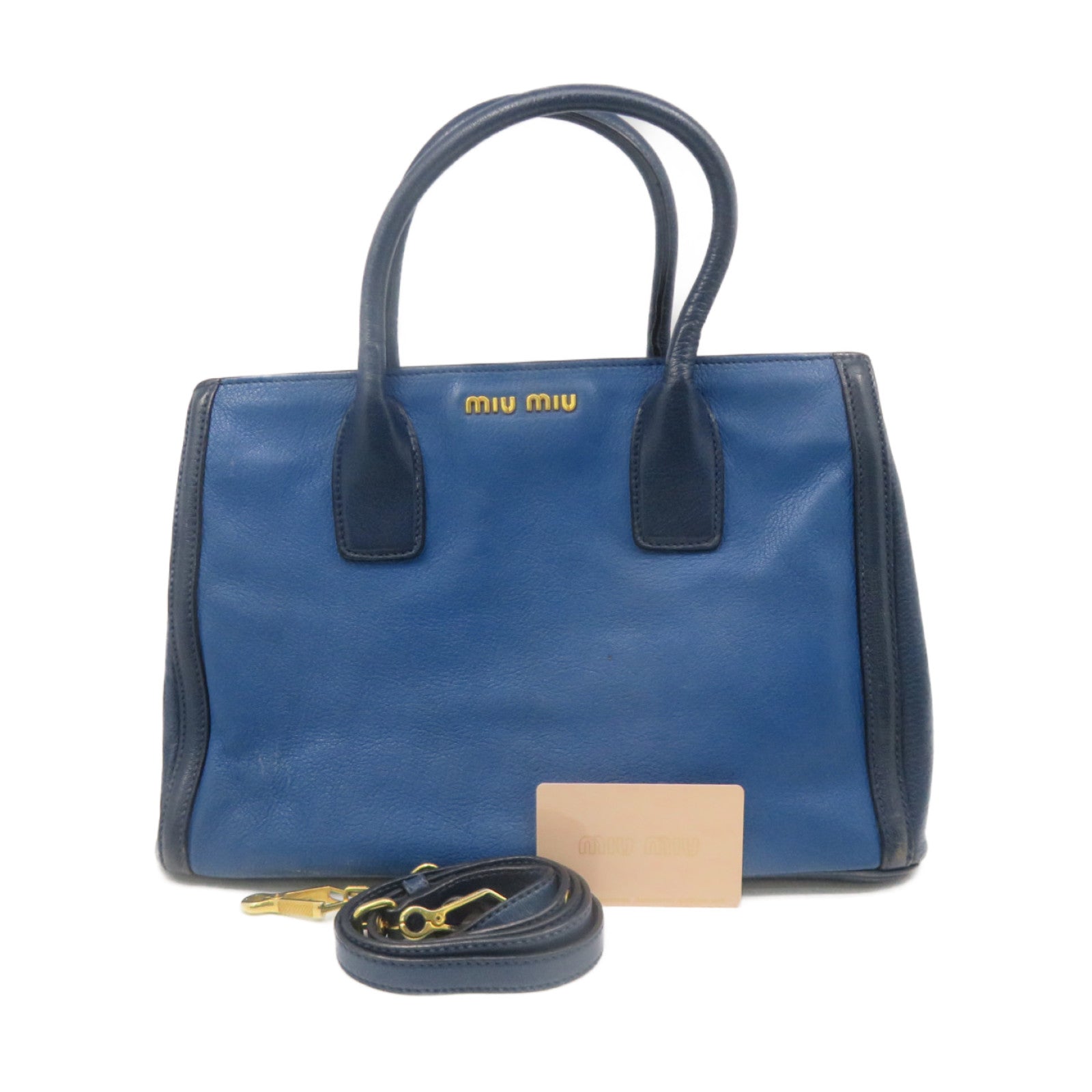 Miu Miu Cowhide Leather 2Way Shoulder Bag Handle Shoulder Bag Blue