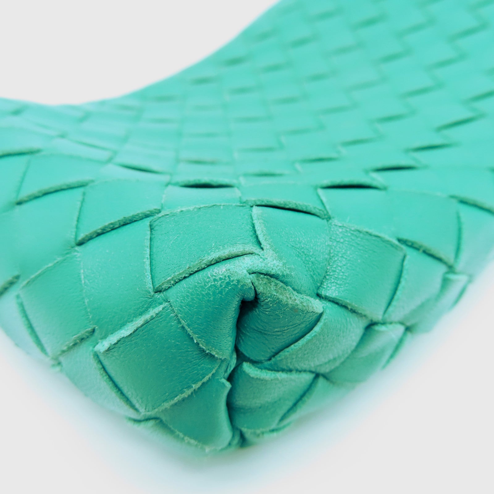 BOTTEGA VENETA Sheepskin Leather Pouch Silver Buckle Bag Green
