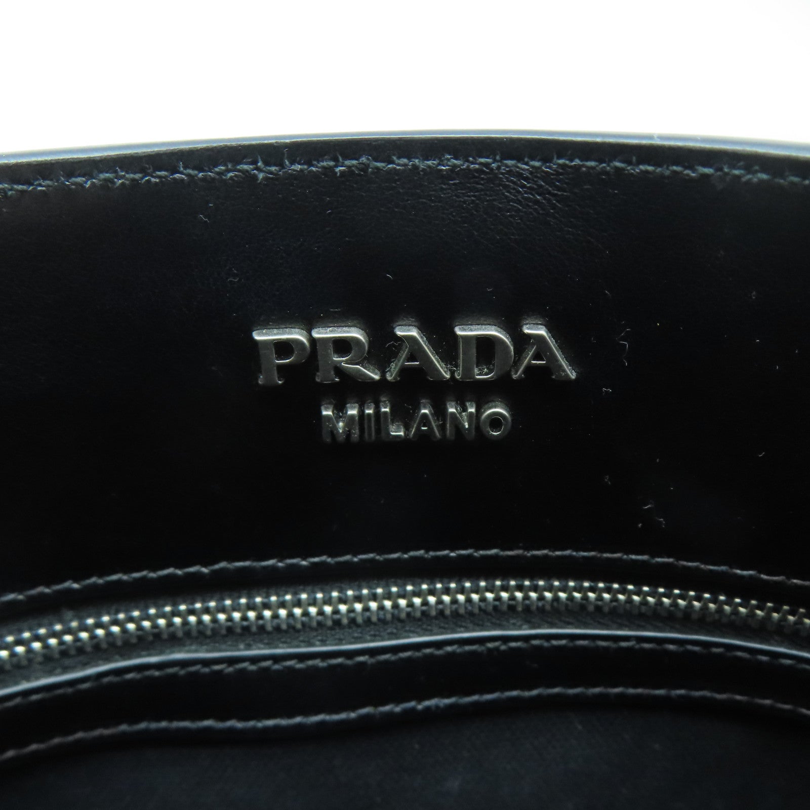 PRADA 牛皮皮革2 Way Shoulder Bag銀扣手挽肩背兩用袋黑色