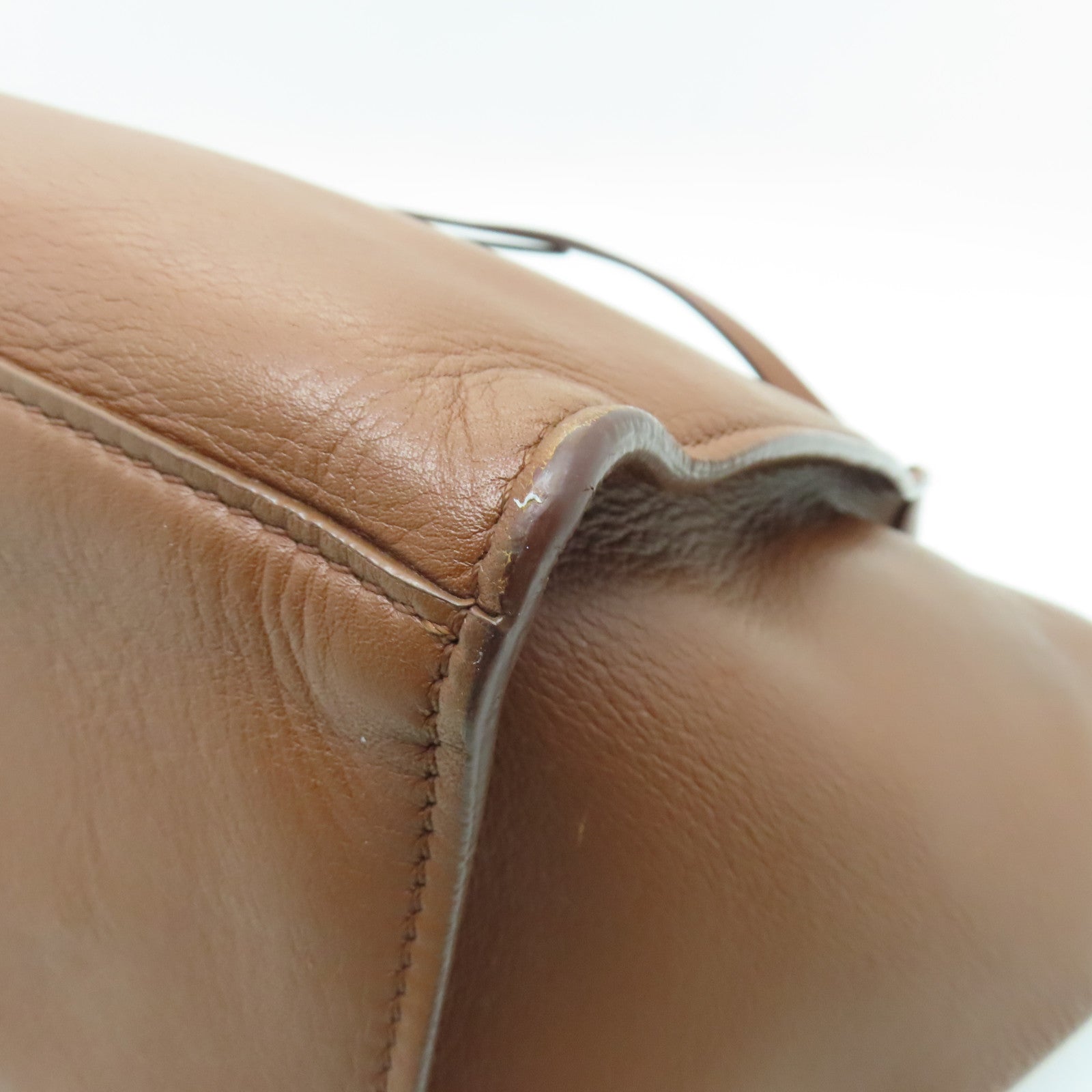 CELINE 牛皮皮革2 Way Shoulder Bag銀扣手挽肩背兩用袋棕色
