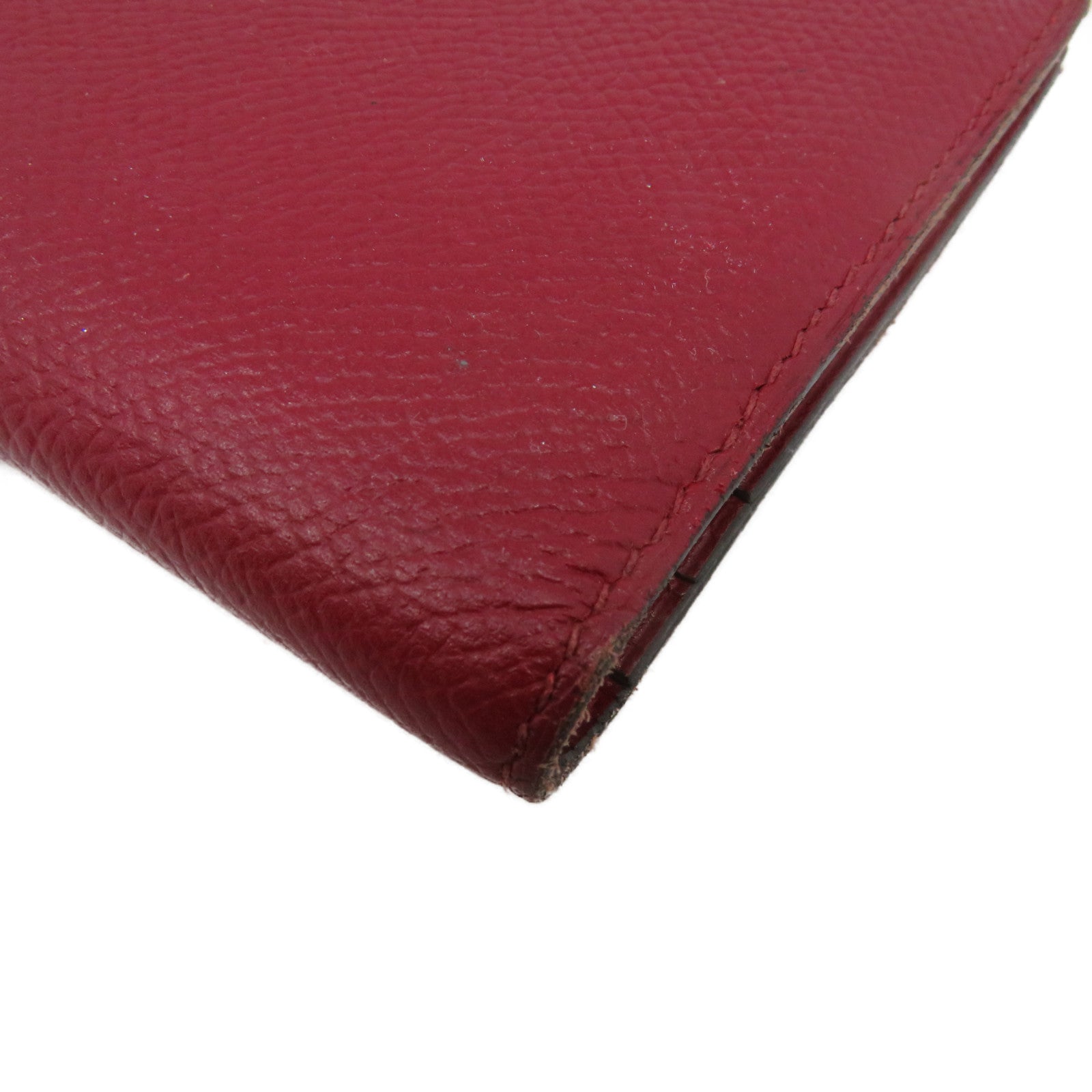 HERMES [Sharp Discount] Epsom Leather Bearn Long Wallet Gold Buckle Long Wallet Red/Rouge Grenade
