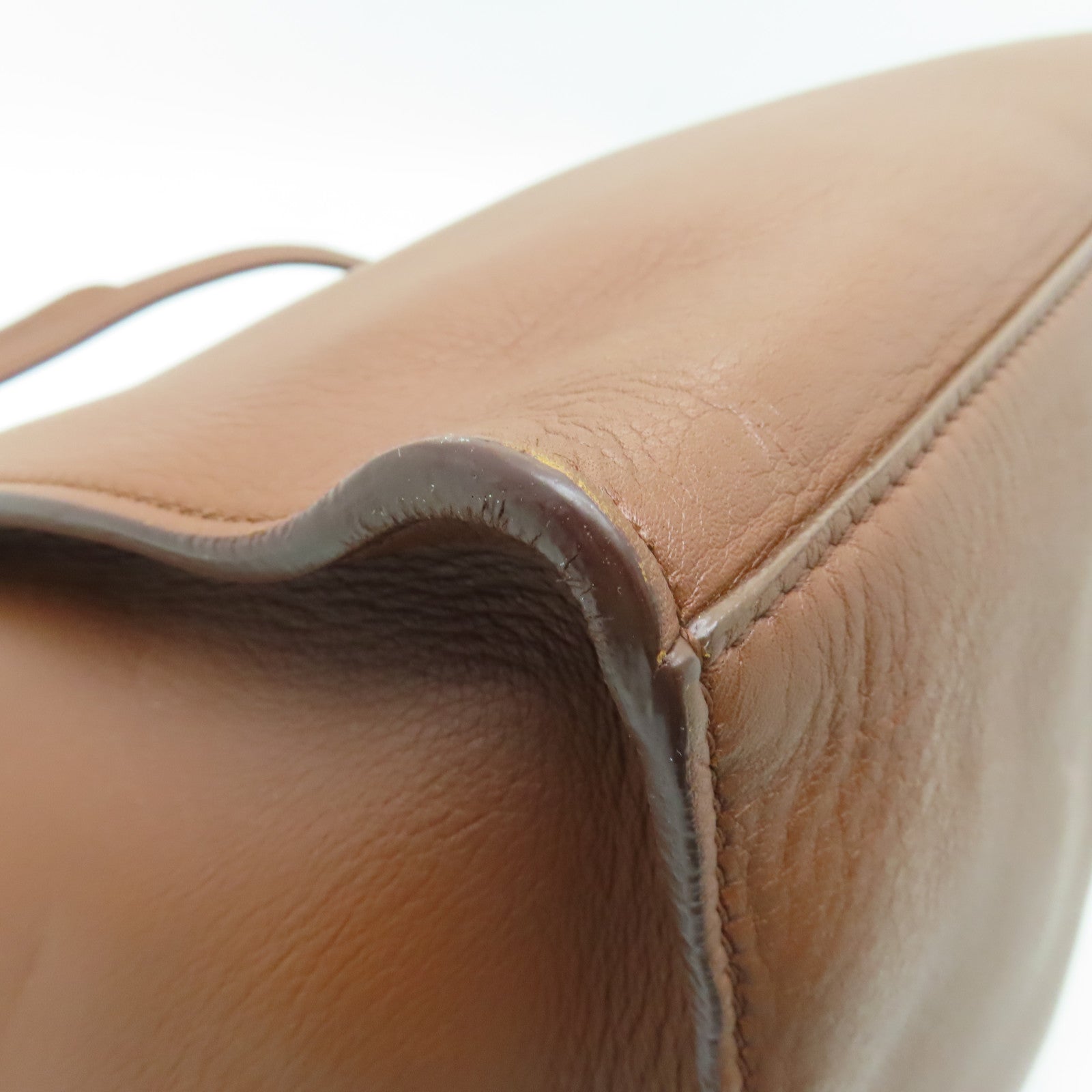CELINE 牛皮皮革2 Way Shoulder Bag銀扣手挽肩背兩用袋棕色
