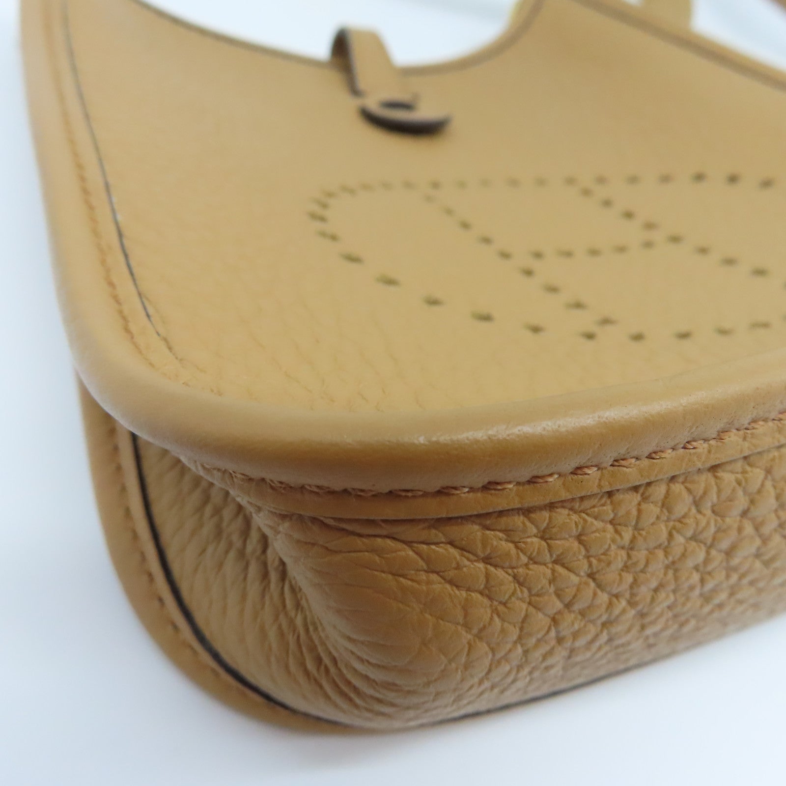 HERMES Clemence Leather Evelyne TPM Gold Buckle Shoulder Bag Brown