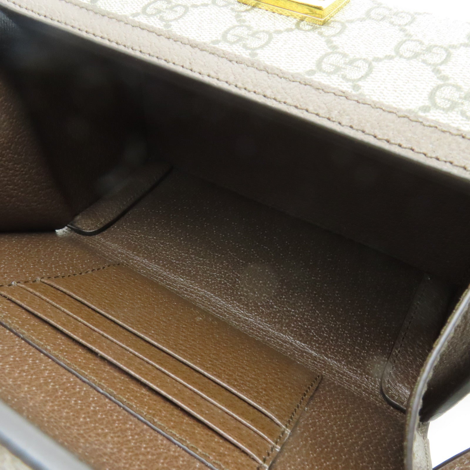 GUCCI 塗層帆布GG MINI BAG金扣肩背袋啡色