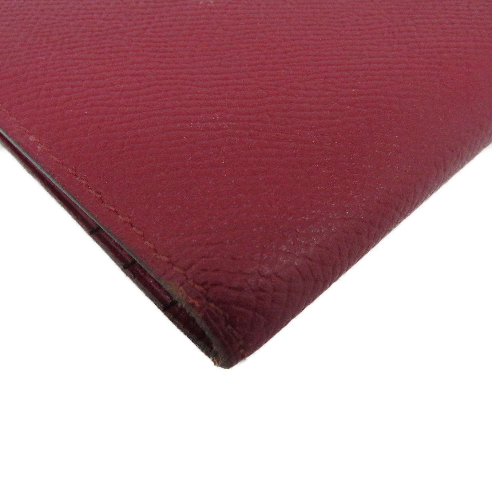 HERMES [Sharp Discount] Epsom Leather Bearn Long Wallet Gold Buckle Long Wallet Red/Rouge Grenade