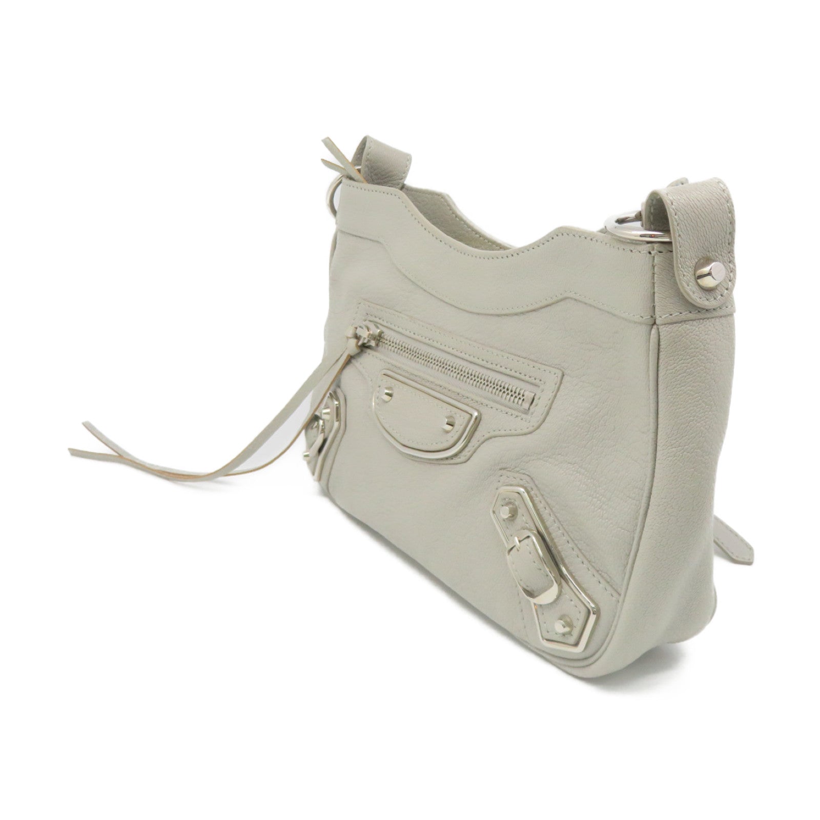 BALENCIAGA 牛皮皮革Metallic Edge Hip Shoulder Bag肩背袋灰色