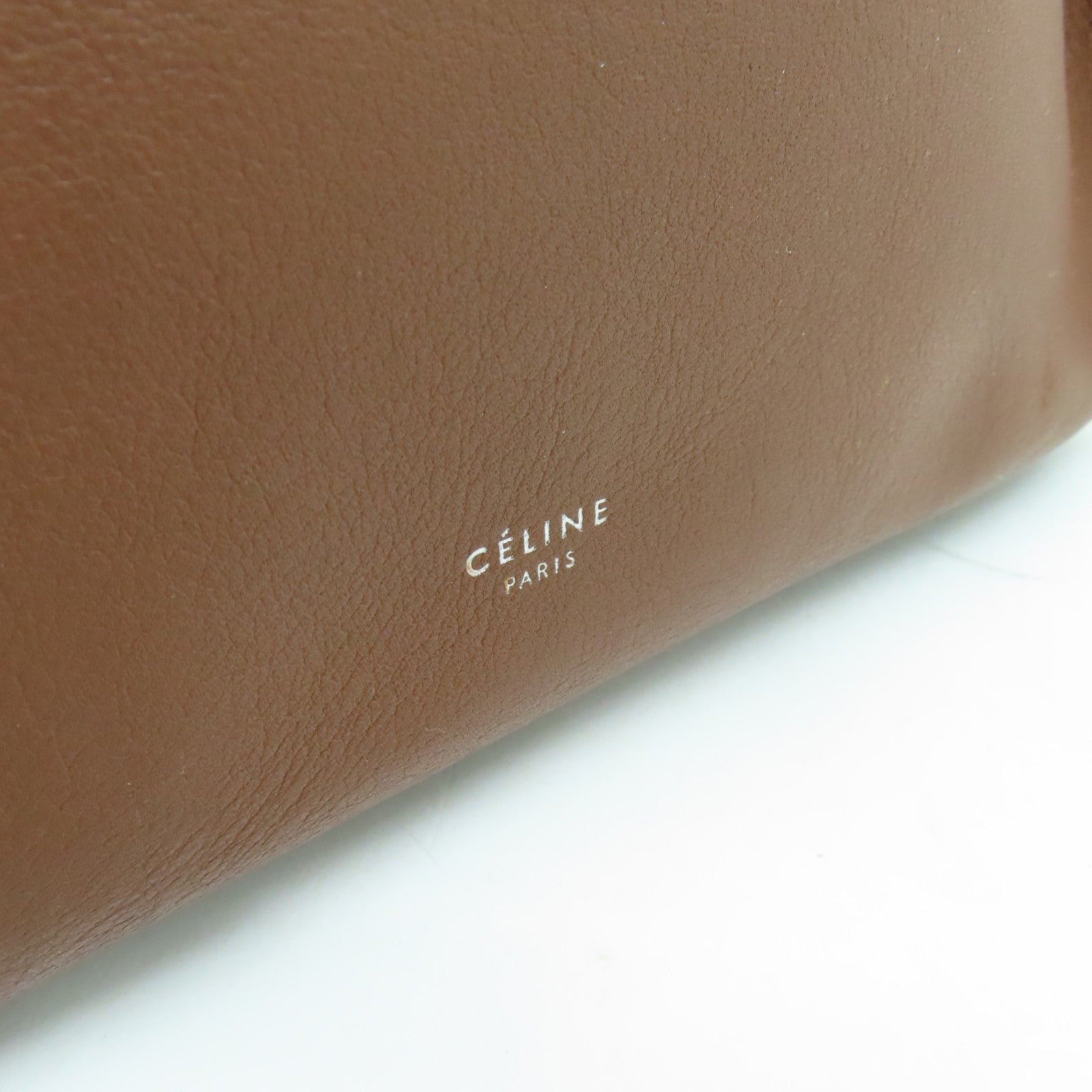 CELINE 牛皮皮革2 Way Shoulder Bag銀扣手挽肩背兩用袋棕色