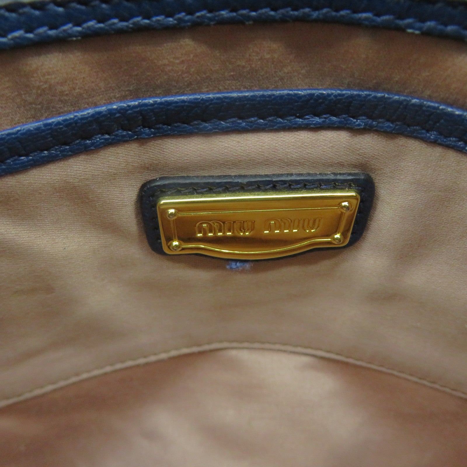 Miu Miu Cowhide Leather 2Way Shoulder Bag Handle Shoulder Bag Blue