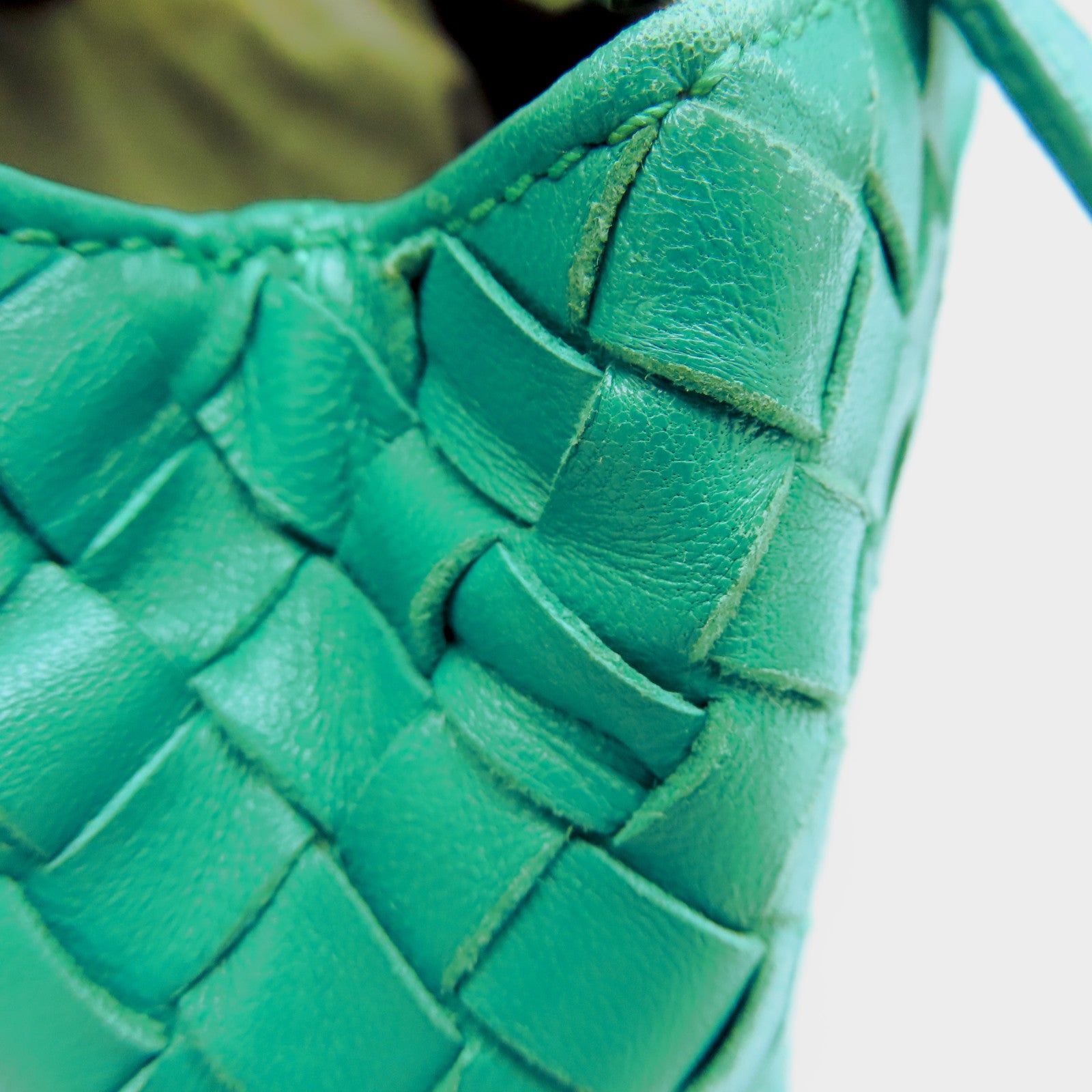 BOTTEGA VENETA Sheepskin Leather Pouch Silver Buckle Bag Green
