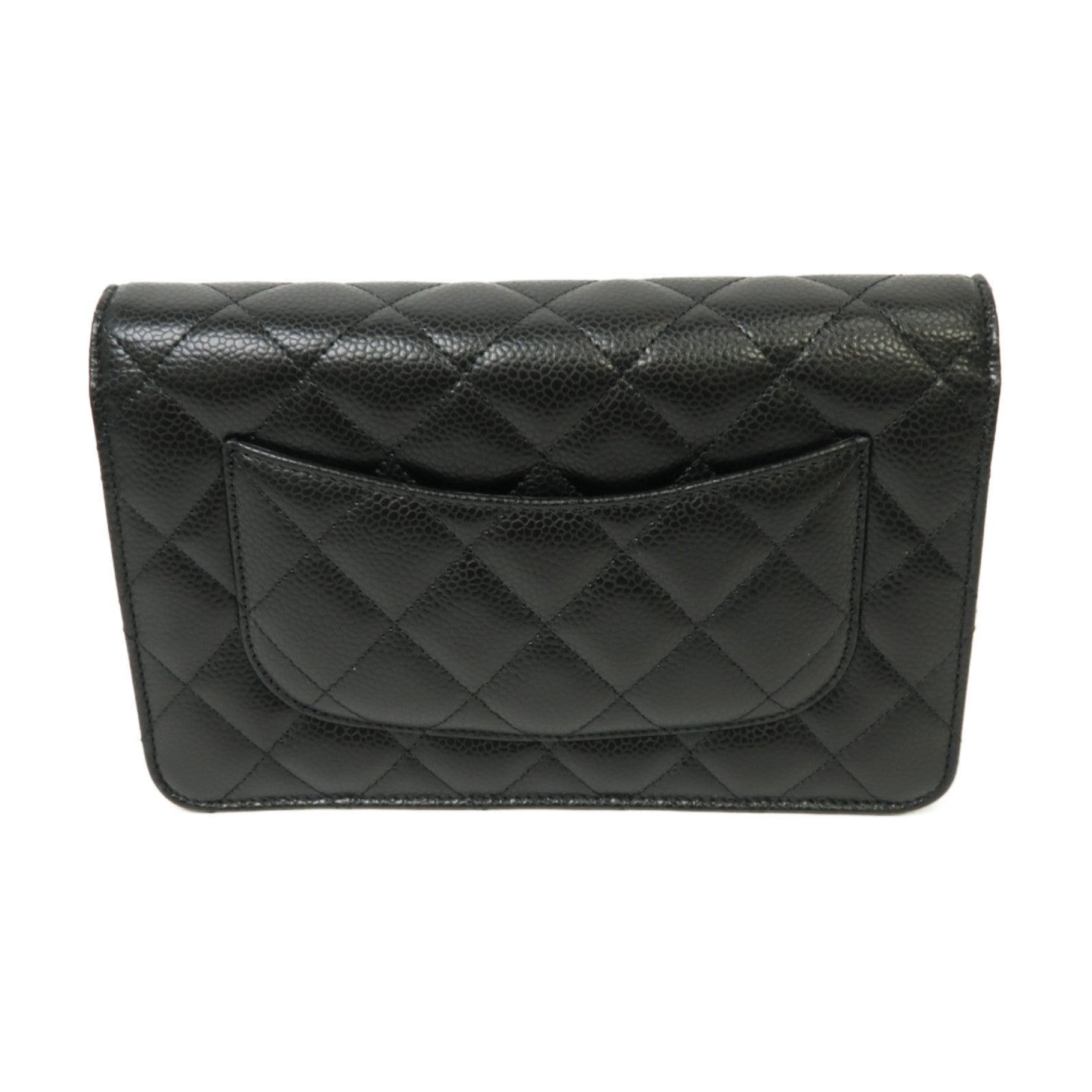 CHANEL Caviar皮革WOC Shoulder Bag金扣鏈帶肩背袋黒色
