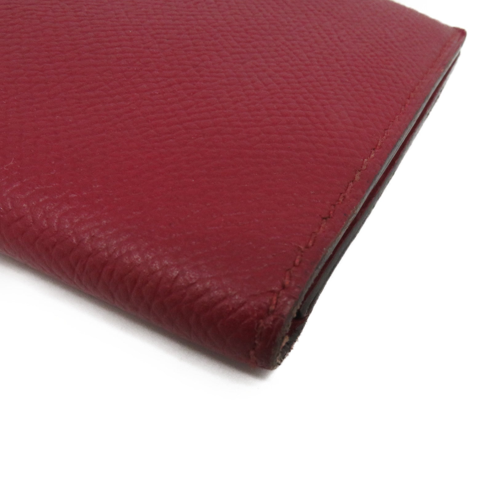 HERMES [Sharp Discount] Epsom Leather Bearn Long Wallet Gold Buckle Long Wallet Red/Rouge Grenade