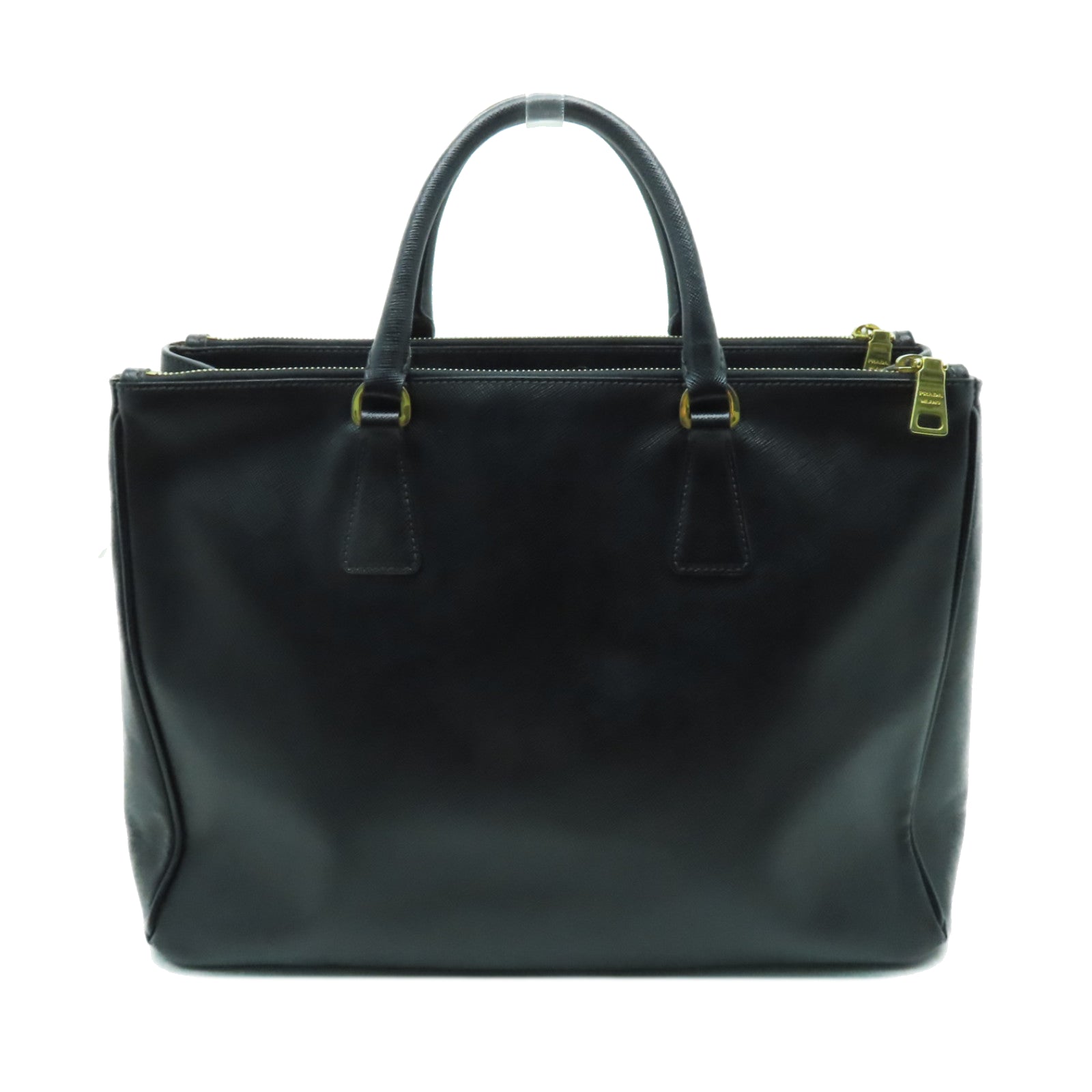 PRADA 牛皮皮革Galleria Handbag金扣手挽袋黑色