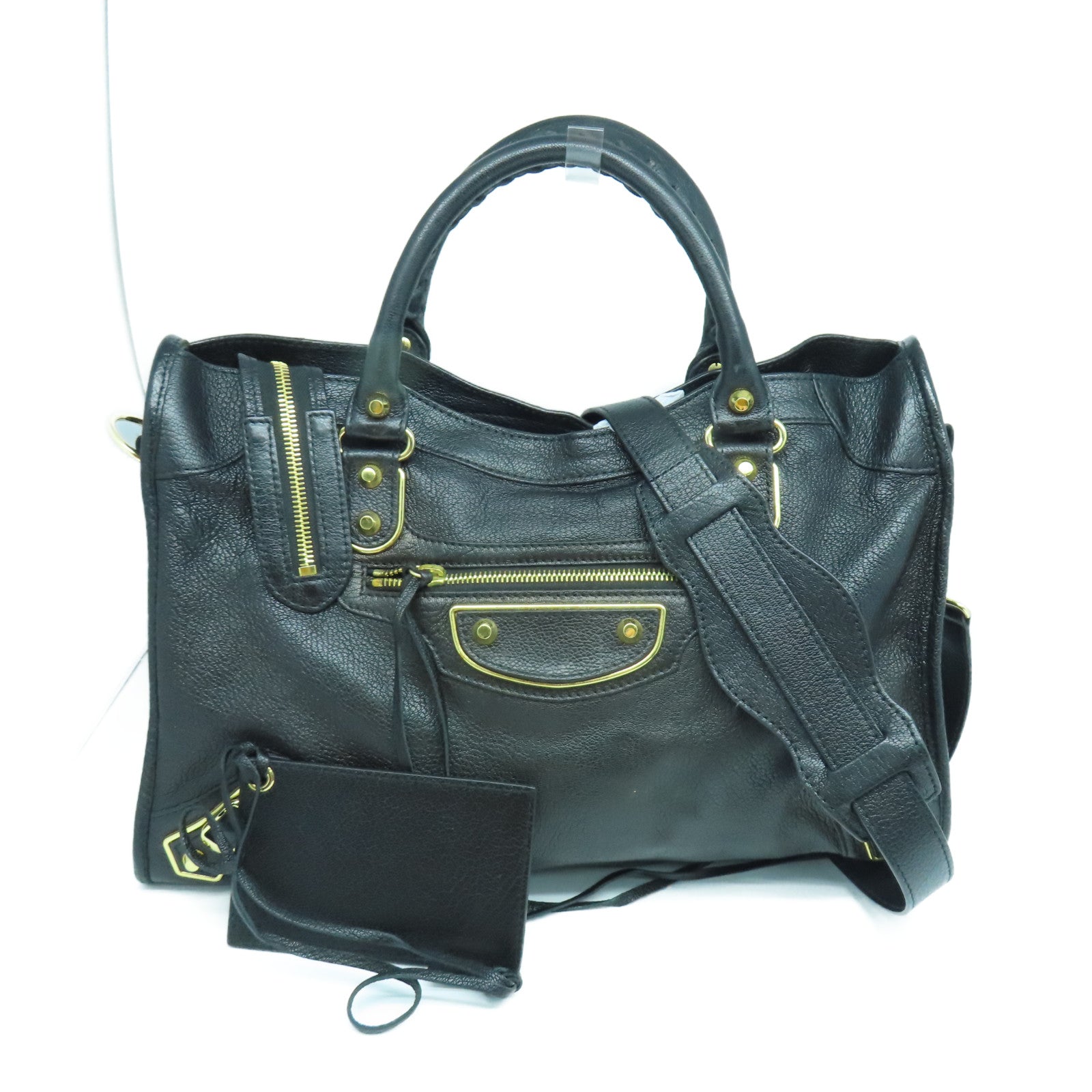 BALENCIAGA 牛皮皮革City金扣手挽肩背兩用袋黑色