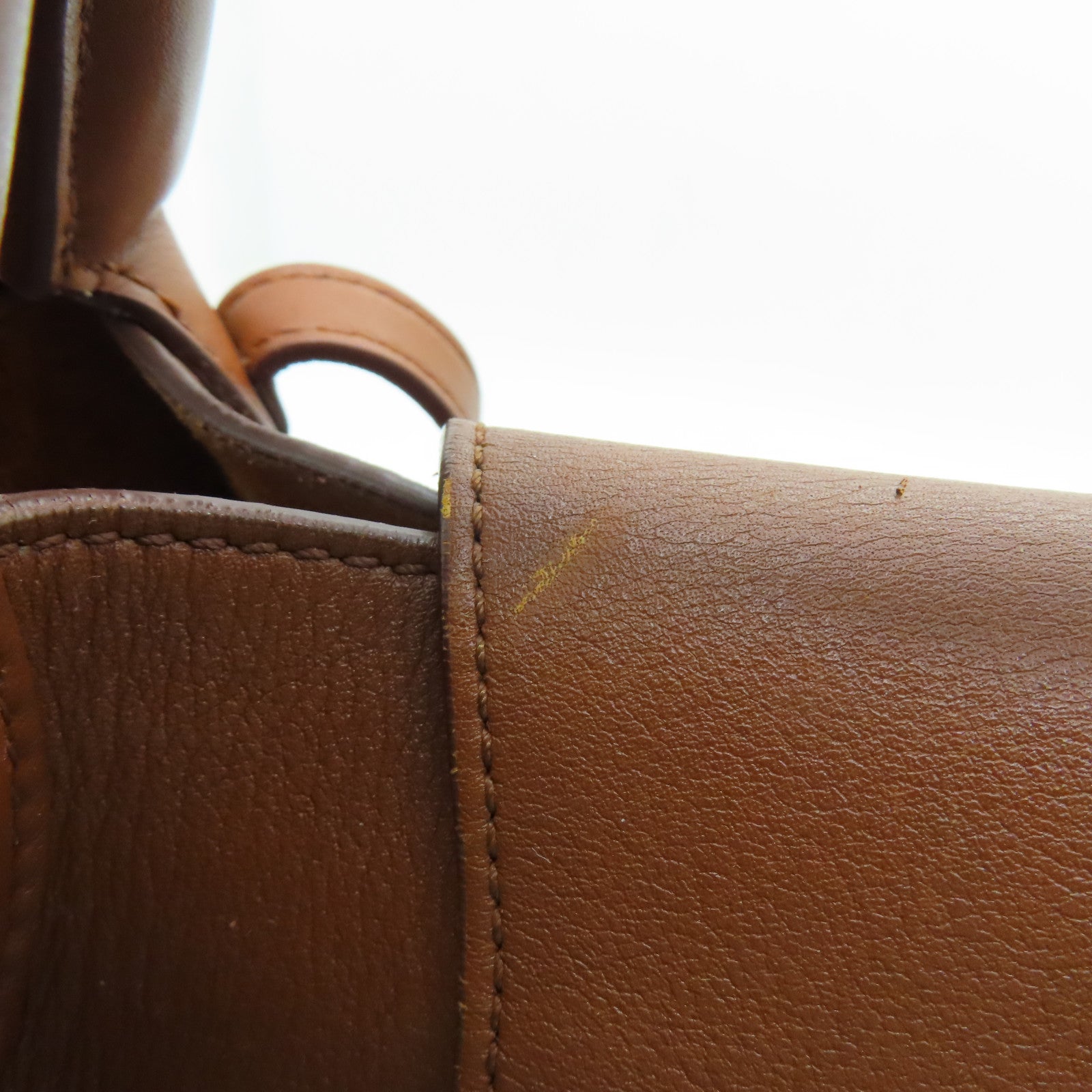 CELINE 牛皮皮革2 Way Shoulder Bag銀扣手挽肩背兩用袋棕色
