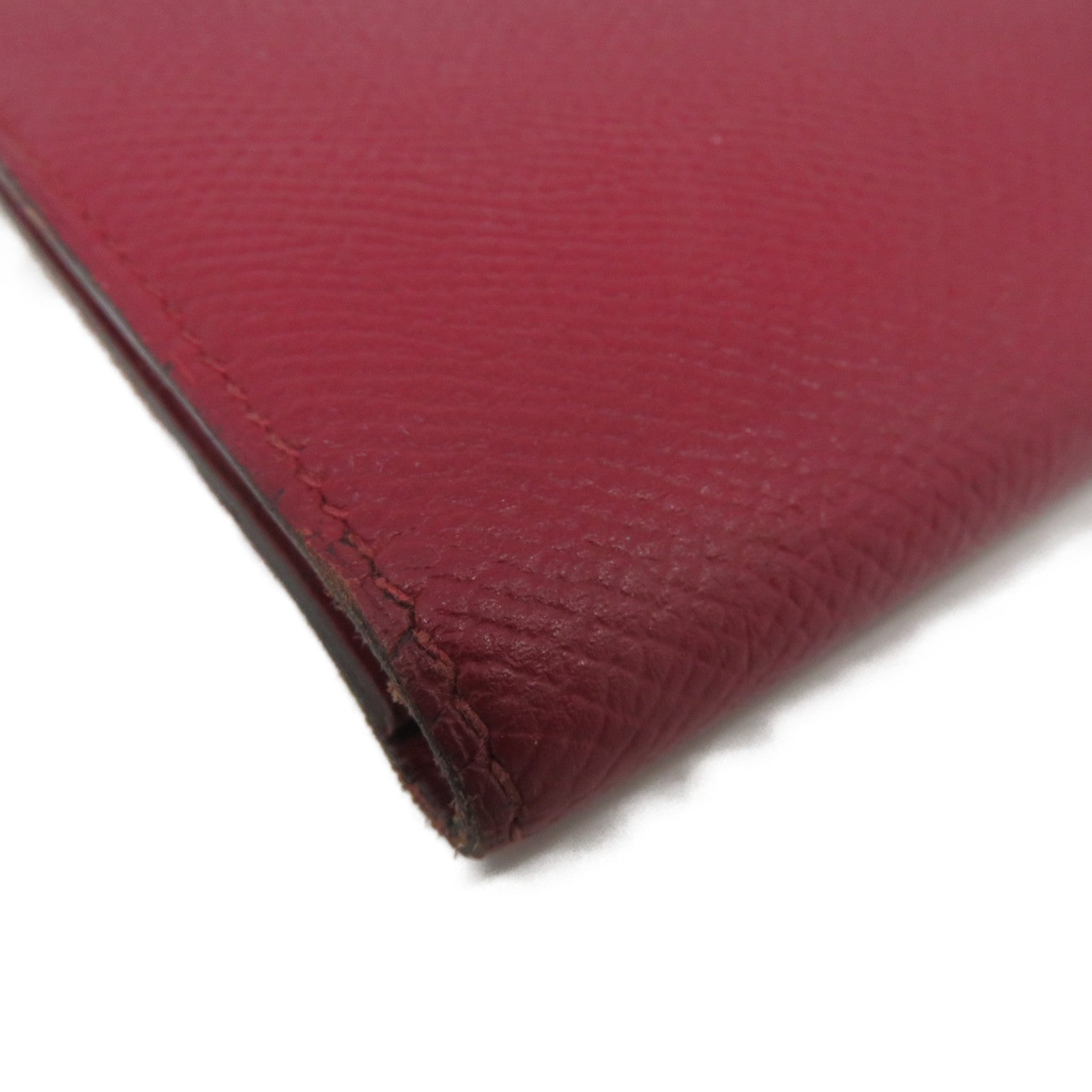 HERMES [Sharp Discount] Epsom Leather Bearn Long Wallet Gold Buckle Long Wallet Red/Rouge Grenade
