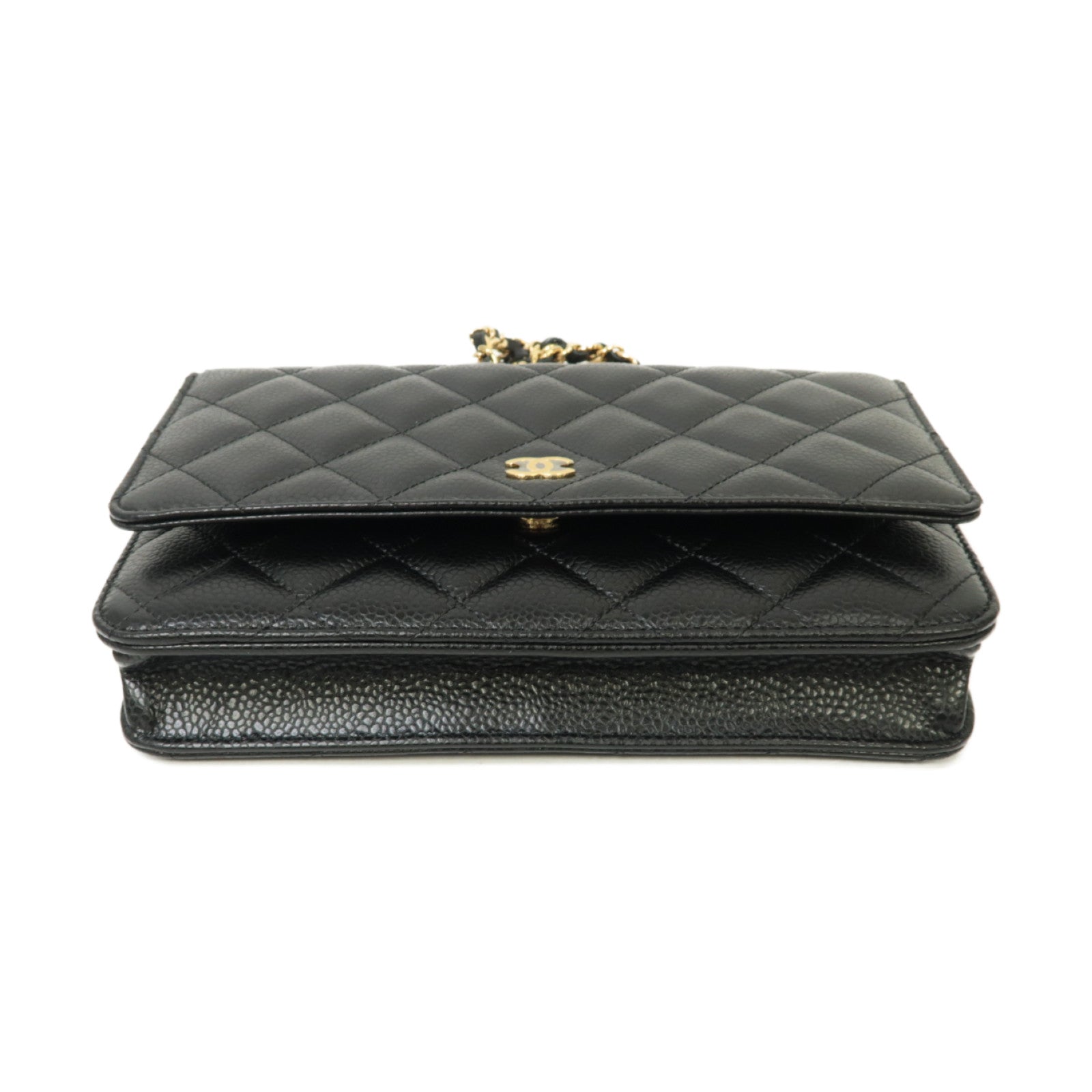 CHANEL Caviar皮革WOC Shoulder Bag金扣鏈帶肩背袋黒色