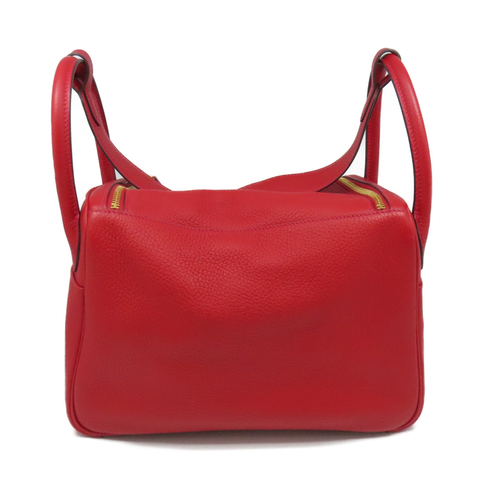 HERMES Clemence皮革Lindy 30 Shoulder Bag金扣肩背袋紅色