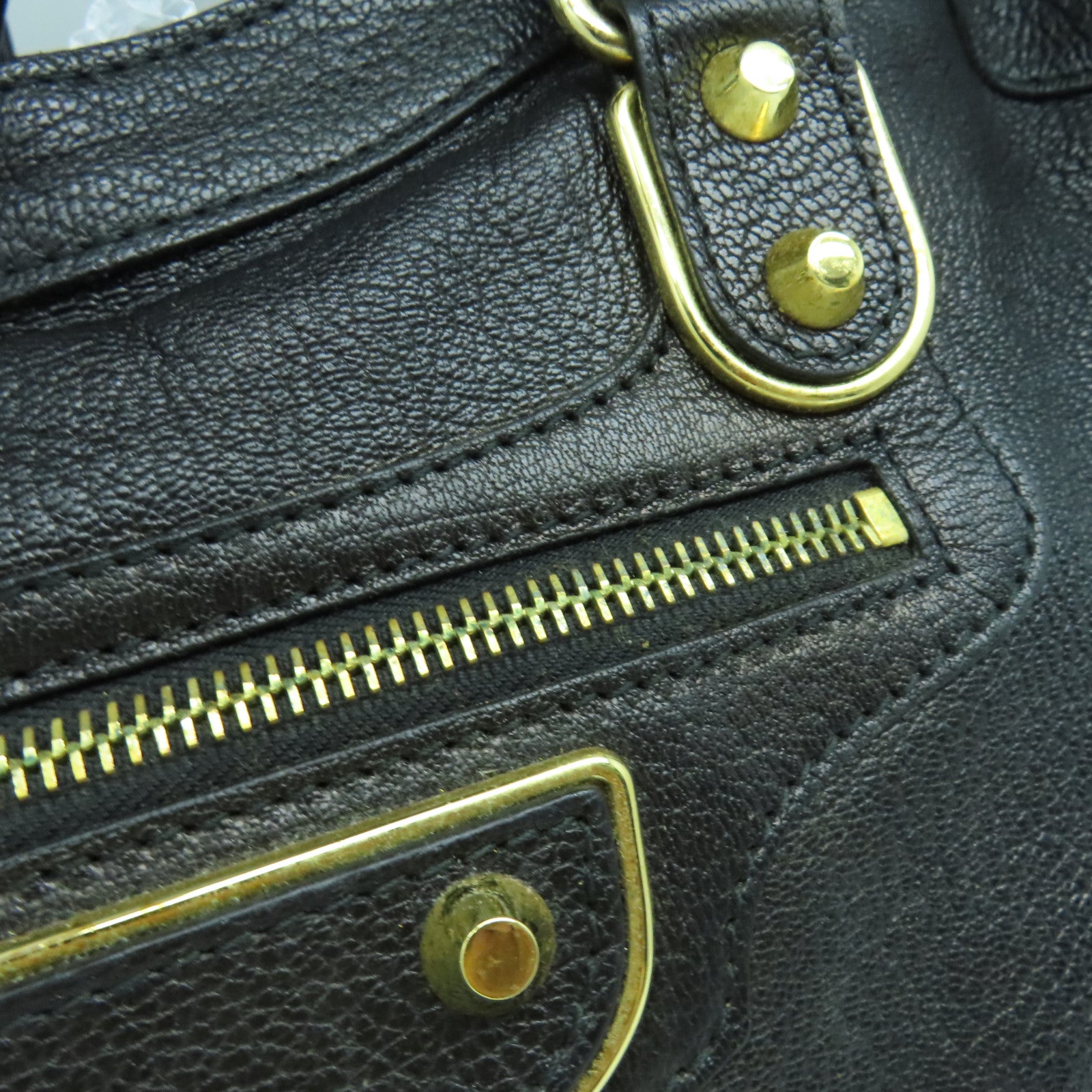 BALENCIAGA 牛皮皮革City金扣手挽肩背兩用袋黑色