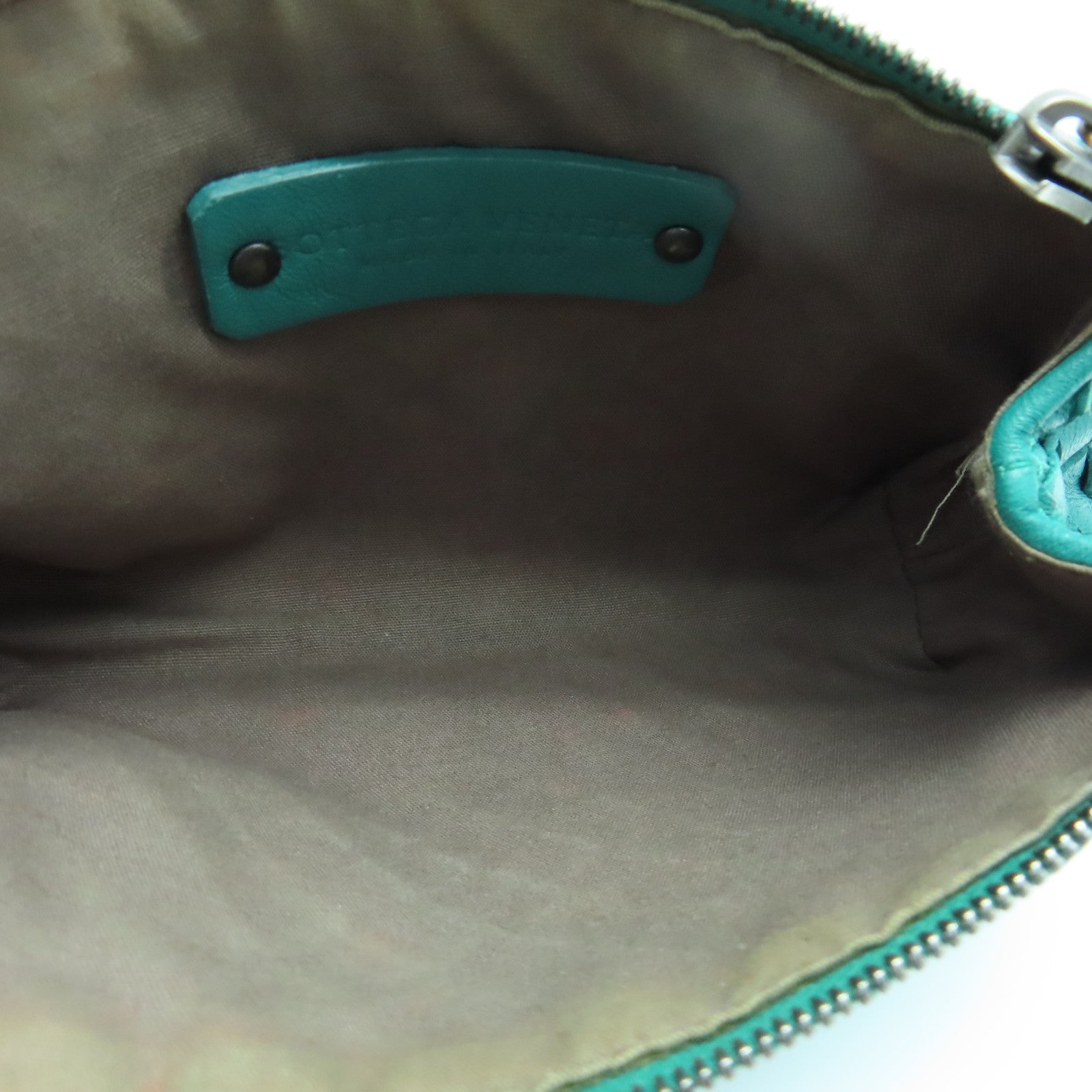 BOTTEGA VENETA Sheepskin Leather Pouch Silver Buckle Bag Green
