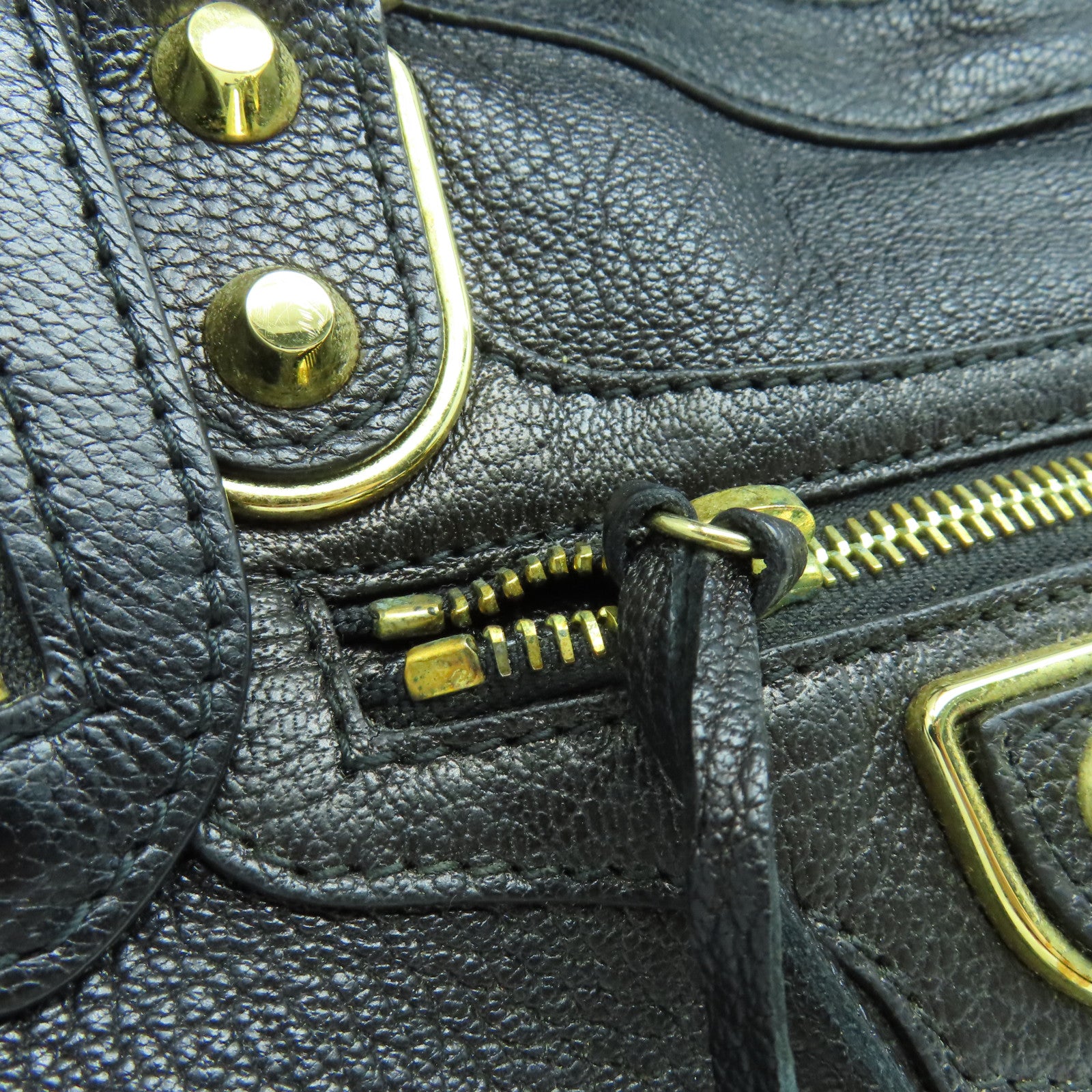 BALENCIAGA 牛皮皮革City金扣手挽肩背兩用袋黑色