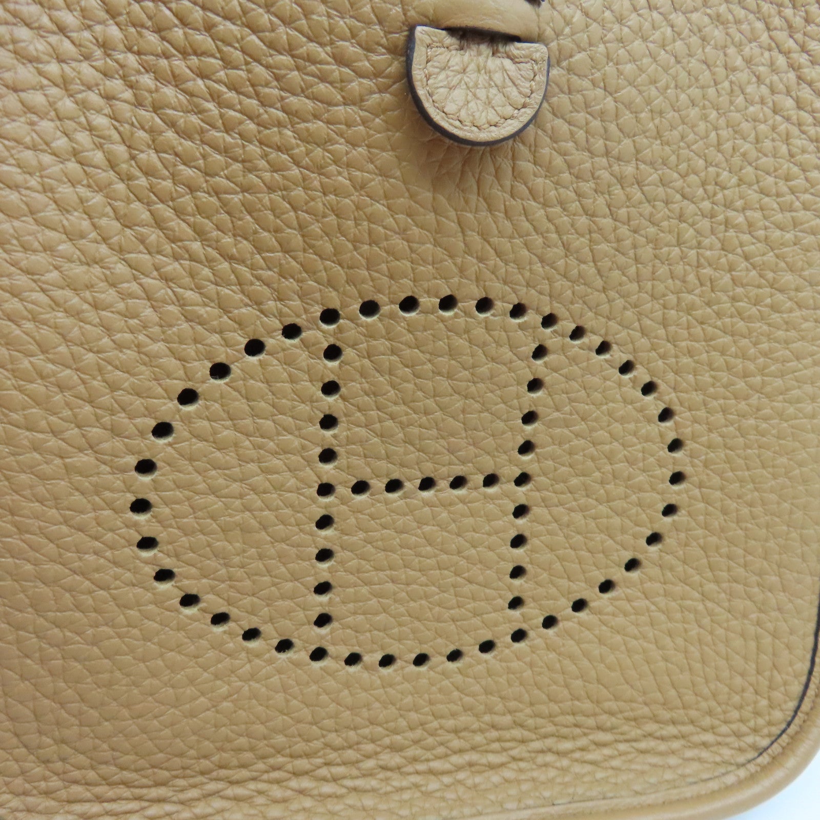 HERMES Clemence Leather Evelyne TPM Gold Buckle Shoulder Bag Brown