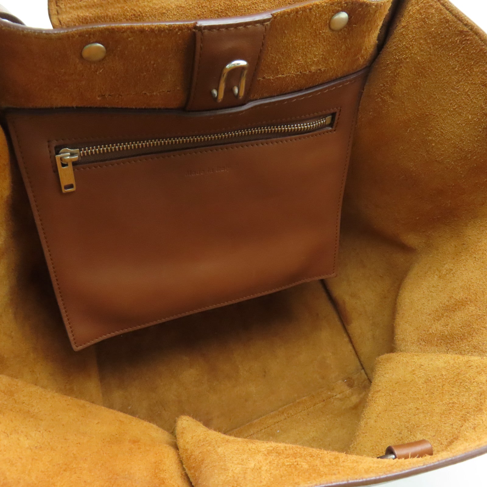 CELINE 牛皮皮革2 Way Shoulder Bag銀扣手挽肩背兩用袋棕色