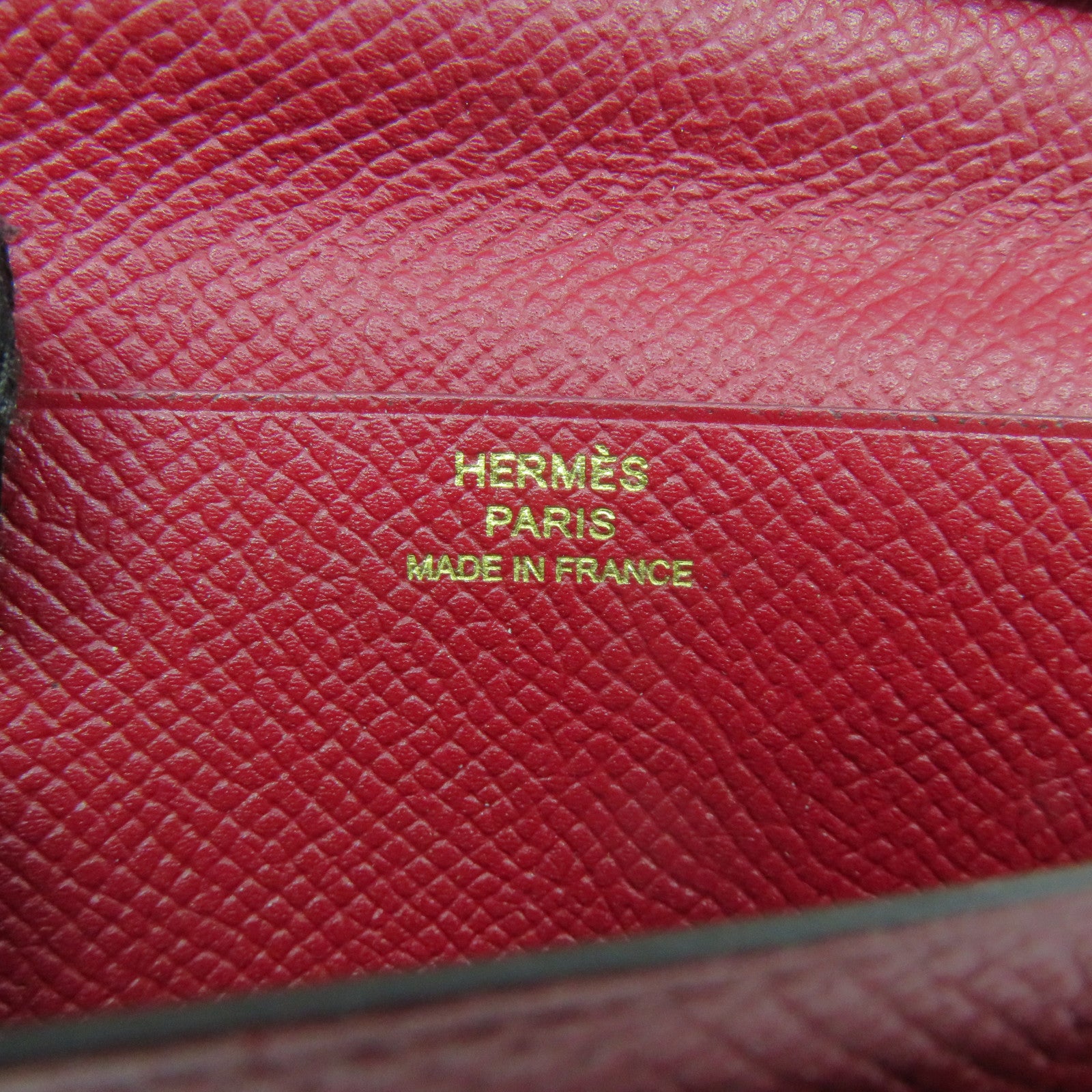 HERMES [Sharp Discount] Epsom Leather Bearn Long Wallet Gold Buckle Long Wallet Red/Rouge Grenade