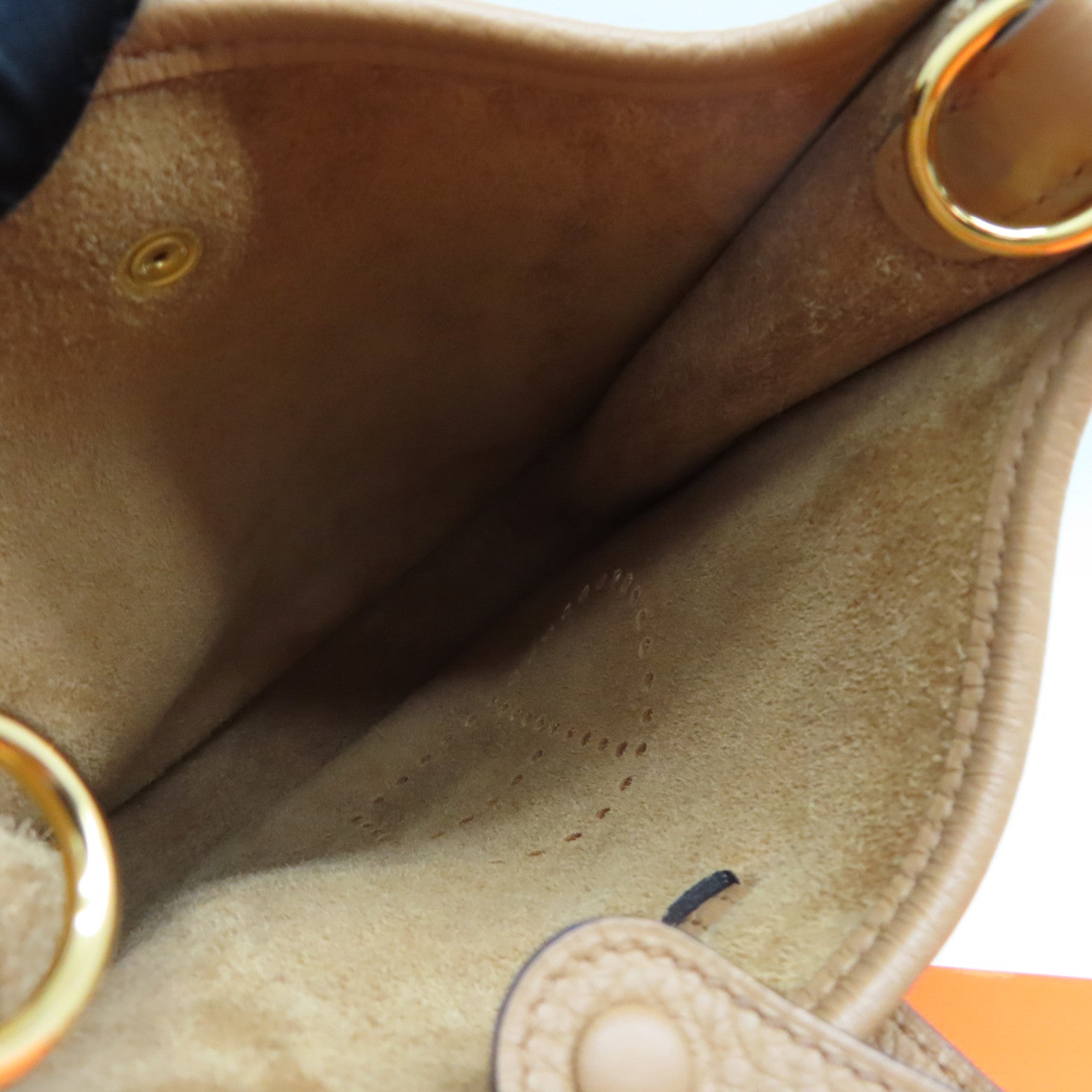 HERMES Clemence Leather Evelyne TPM Gold Buckle Shoulder Bag Brown