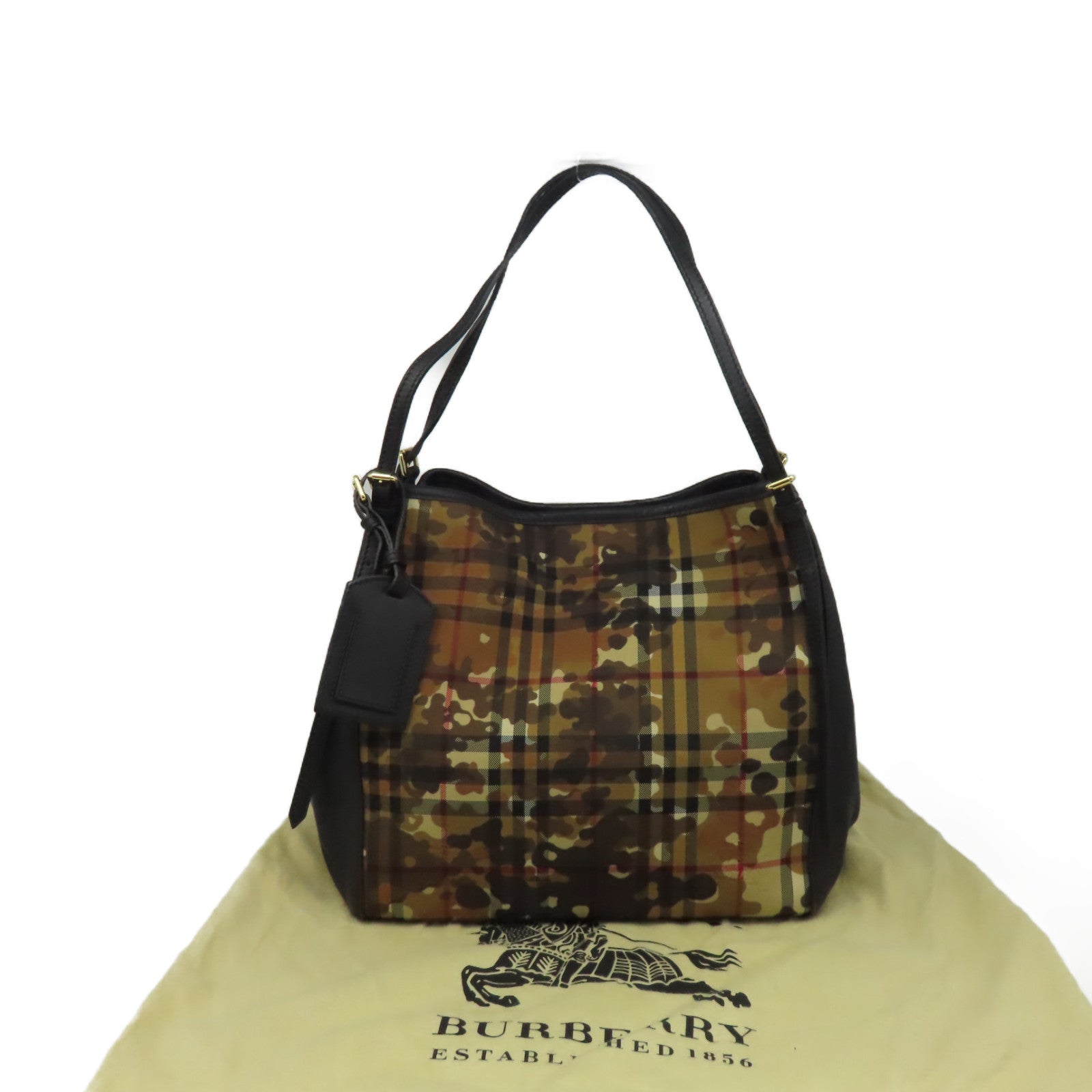 BURBERRY 帆布Shoulder Bag肩背袋啡色/黑色