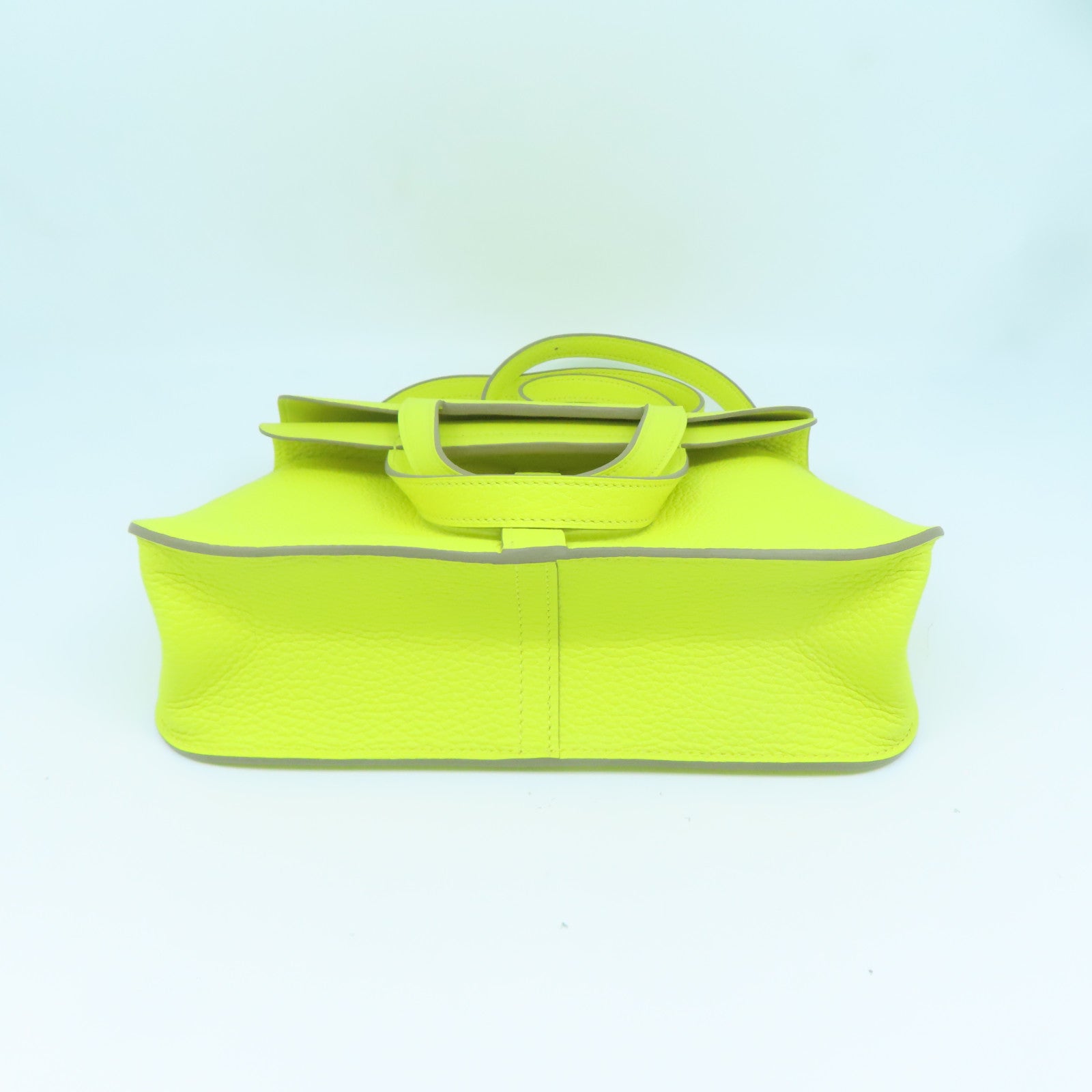 HERMES Clemence皮革Halzan 25银扣肩背袋Lime黄色