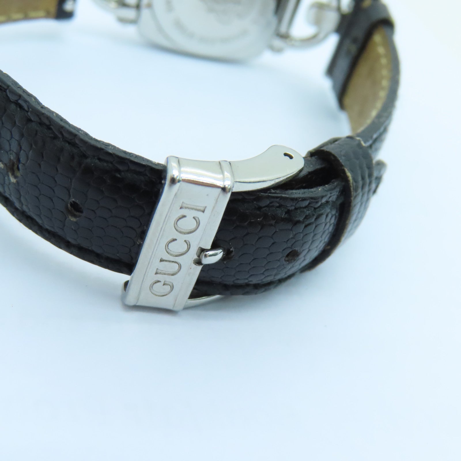 GUCCI 不锈钢/皮革带手表石英机芯黑色