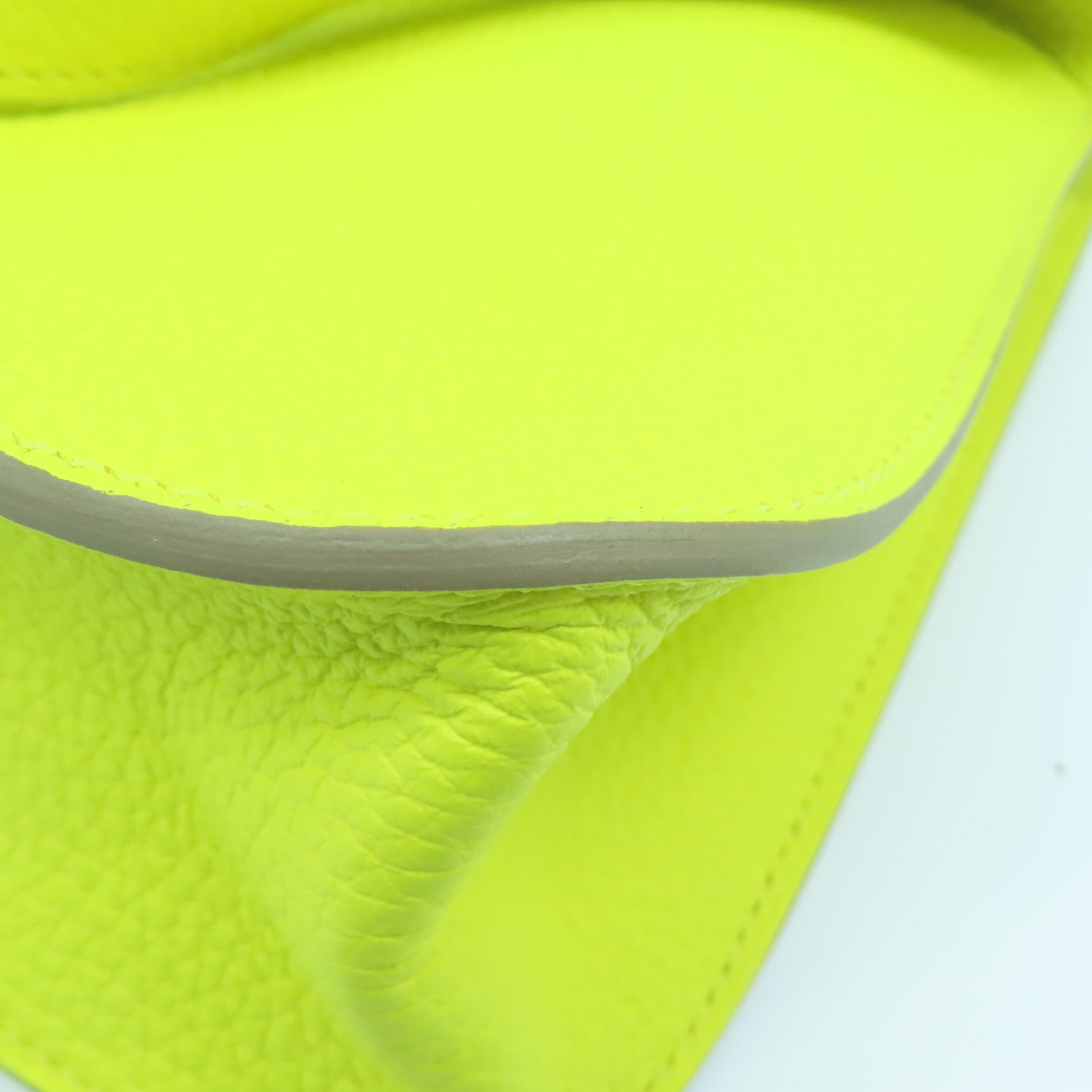 HERMES Clemence皮革Halzan 25银扣肩背袋Lime黄色