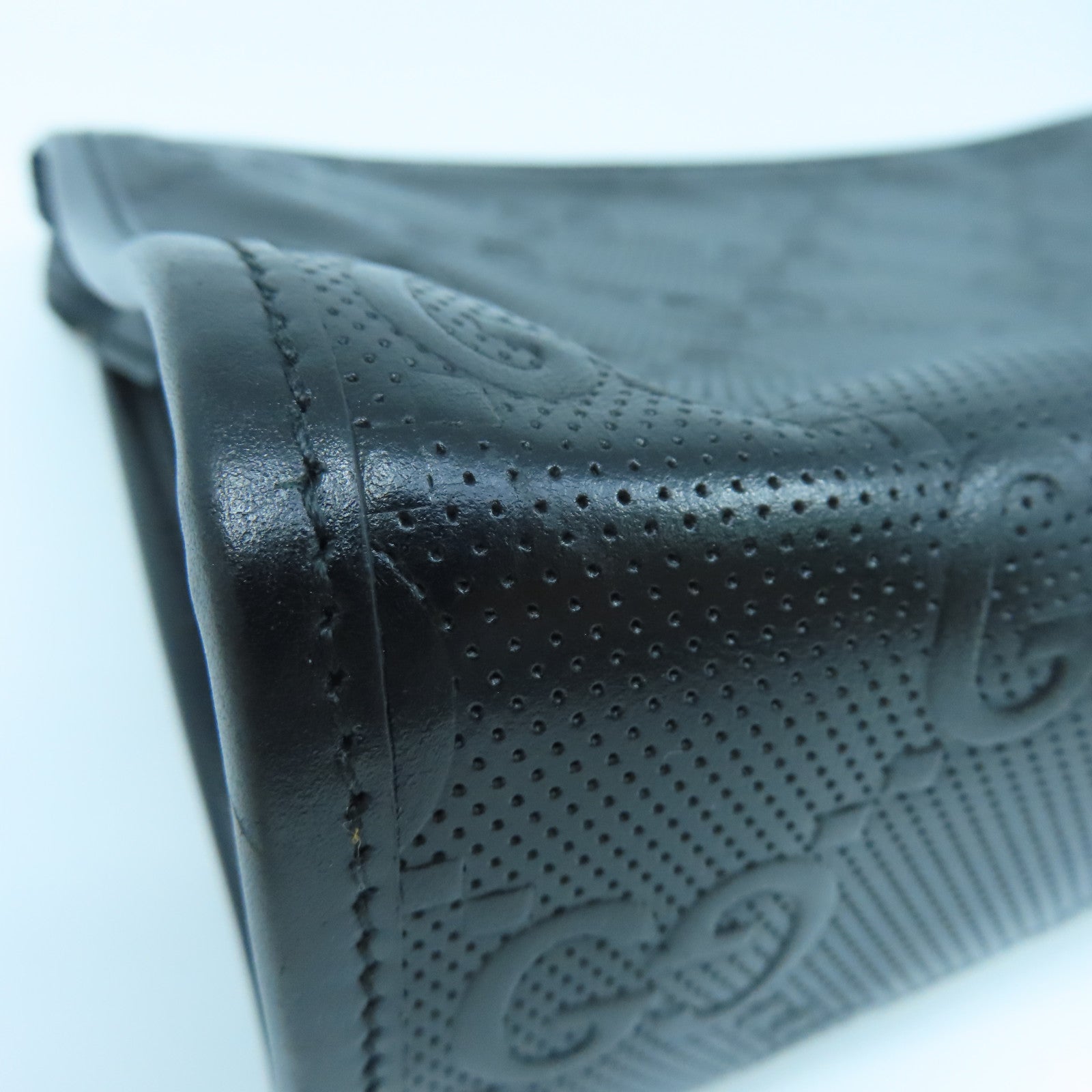 GUCCI Leather Comparison Clutch Bag Silver Buckle Black