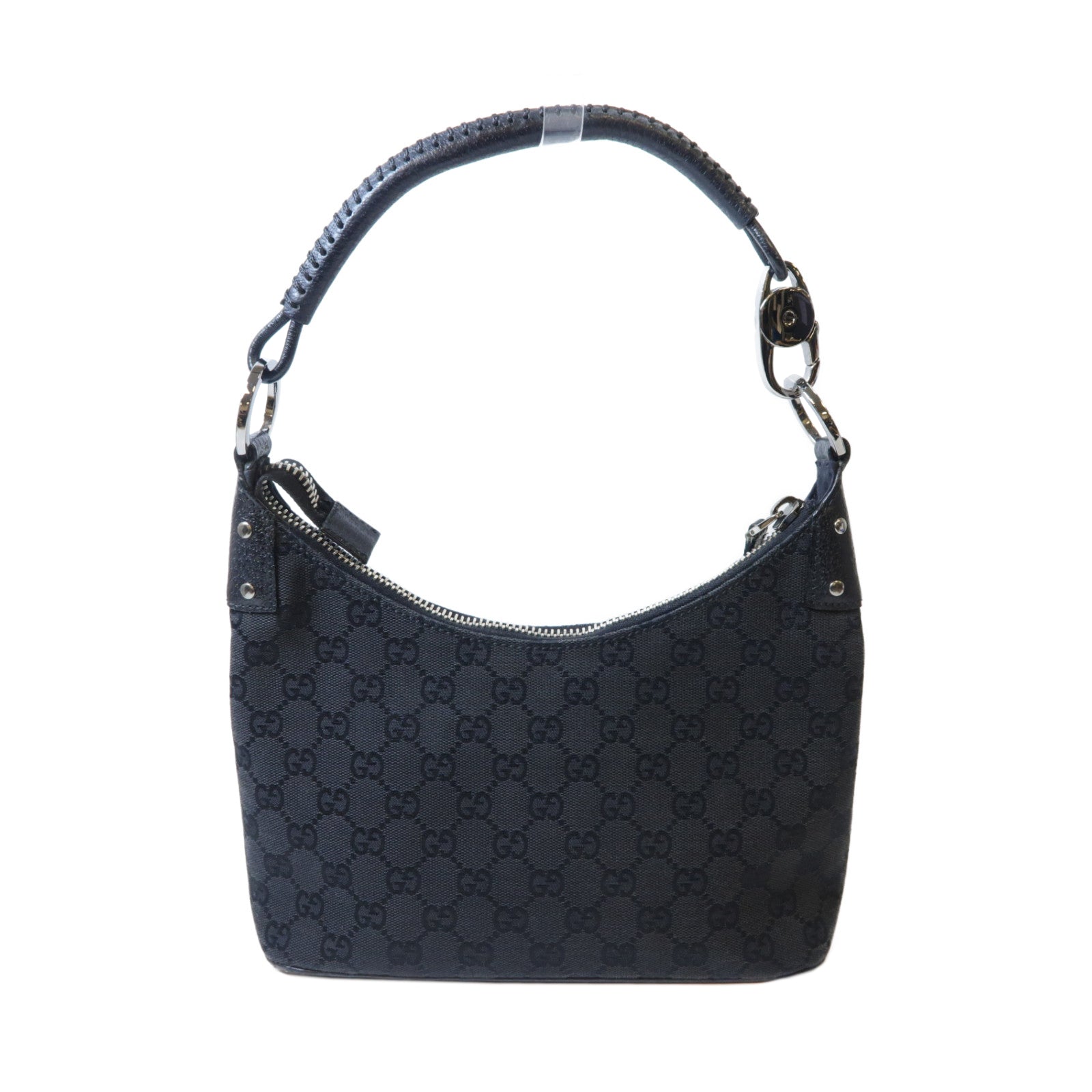 GUCCI 帆布Shoulder Bag銀扣肩背袋黑色